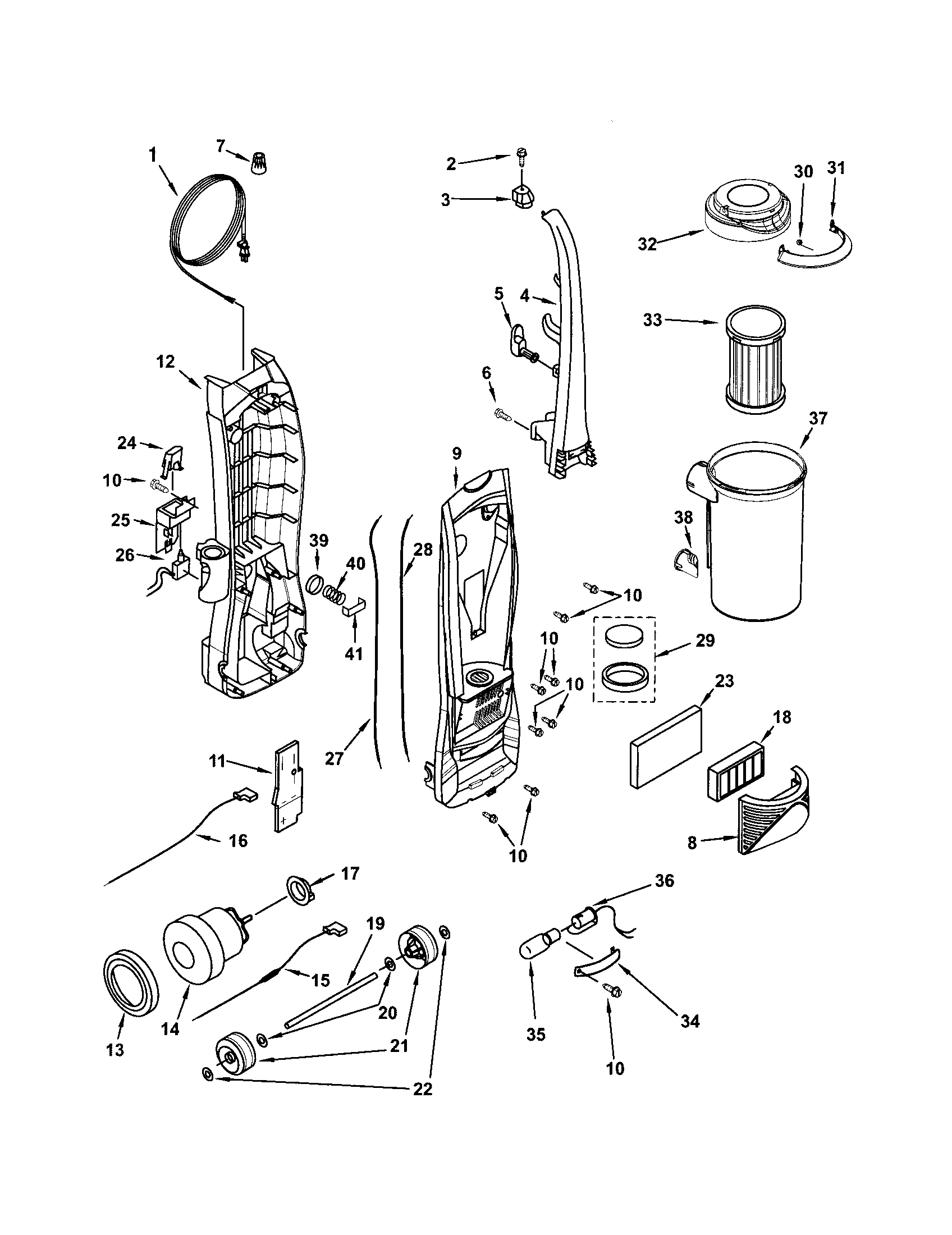 DUST COMPARTMENT AND MOTOR