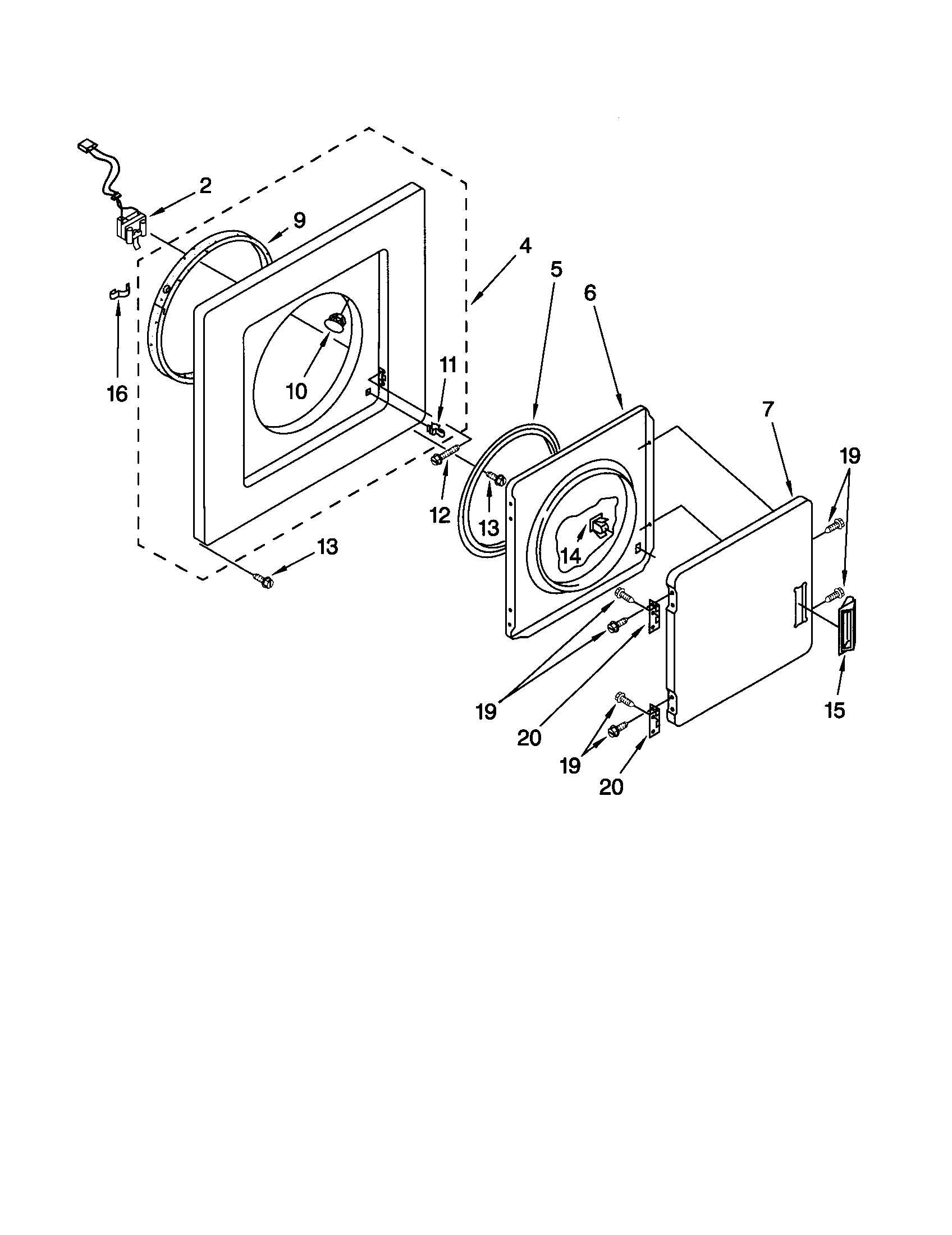 DRYER FRONT PANEL AND DOOR