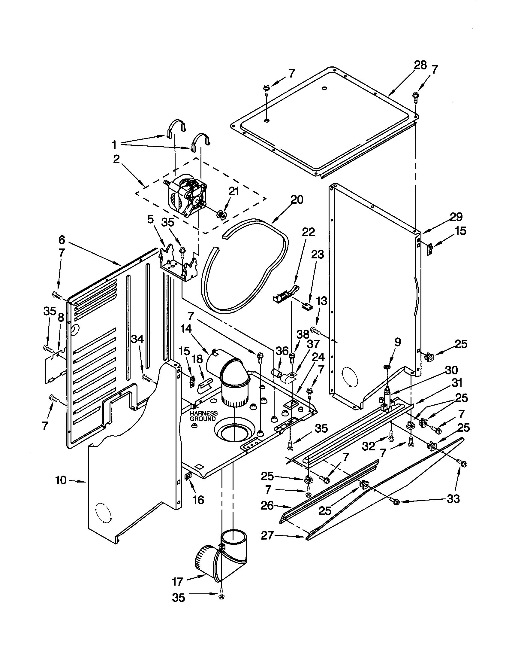 Dryer cabinet and motor