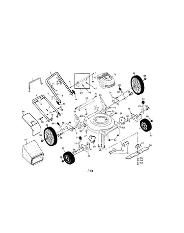 Engine/housing/handle/wheels
