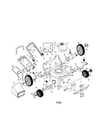 Engine/housing/handle/wheels/bag
