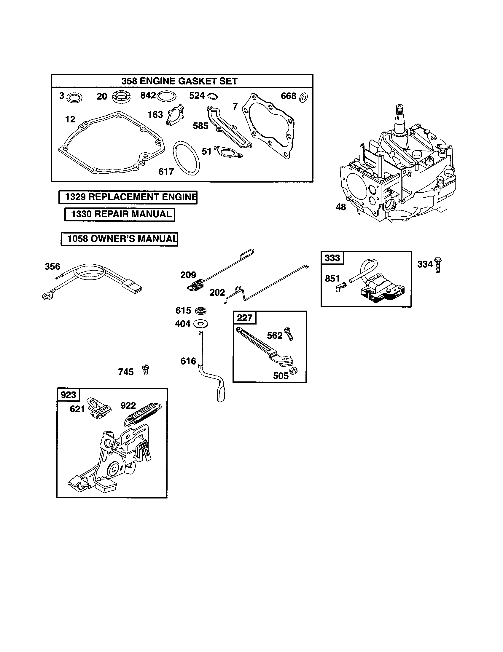 Short block/engine gasket set