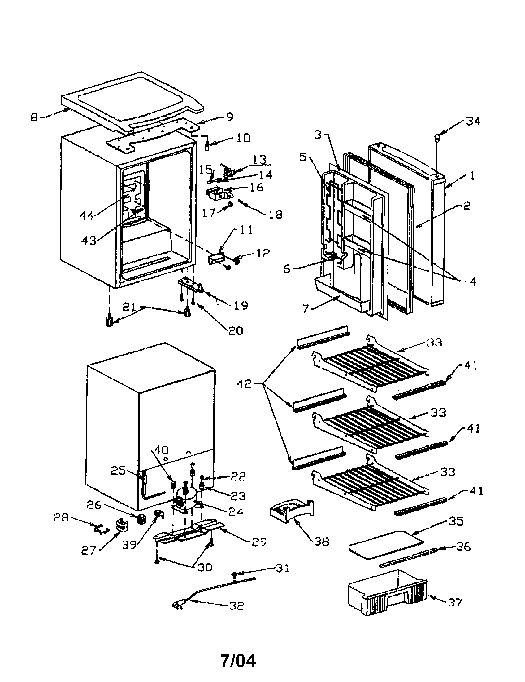 Compact refrigerator assembly