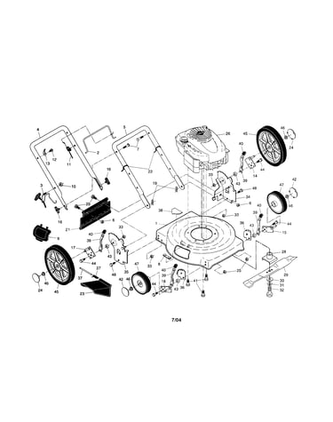 Engine/housing/handle/wheels