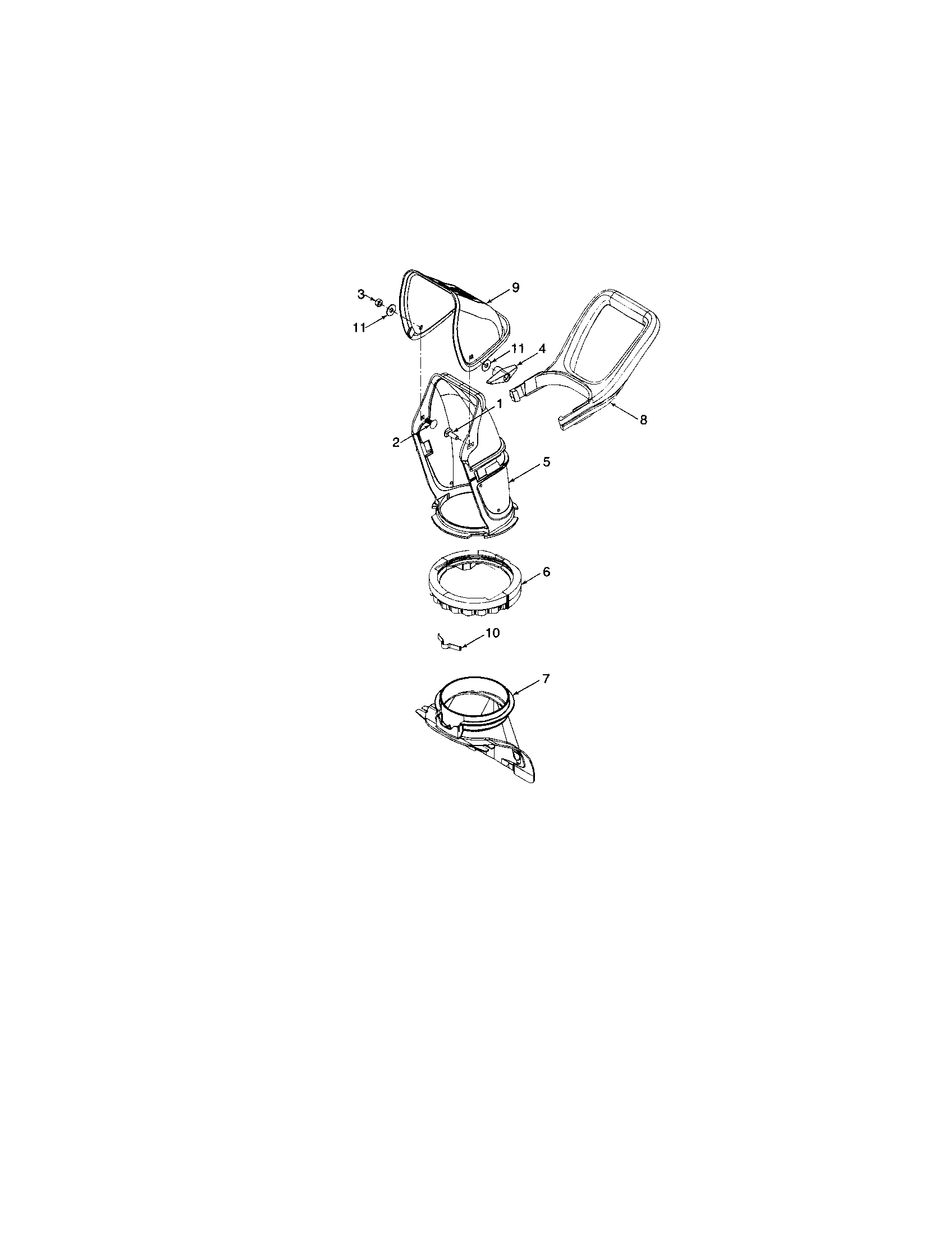 Chute handle/upper chute