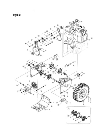 Gear/wheel/frame/v-belt