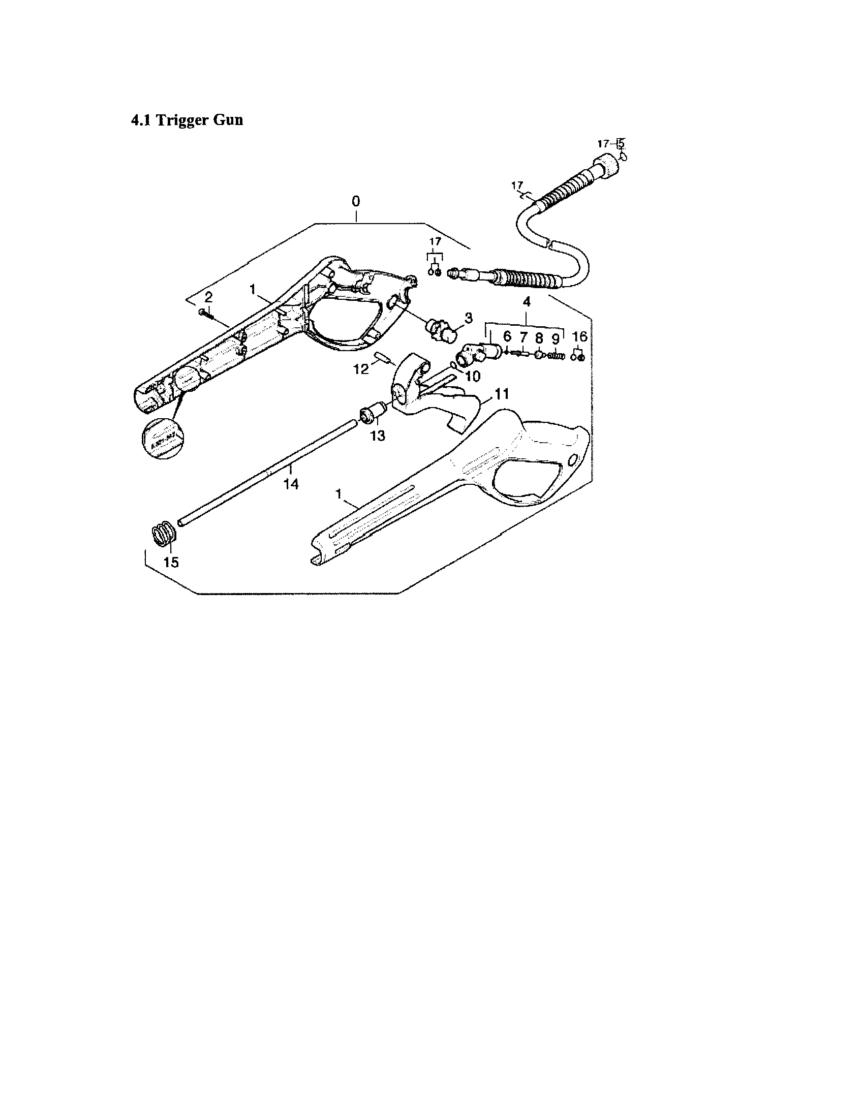 Trigger-gun/handle/hose