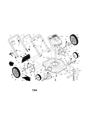 Engine/housing/handle/wheels
