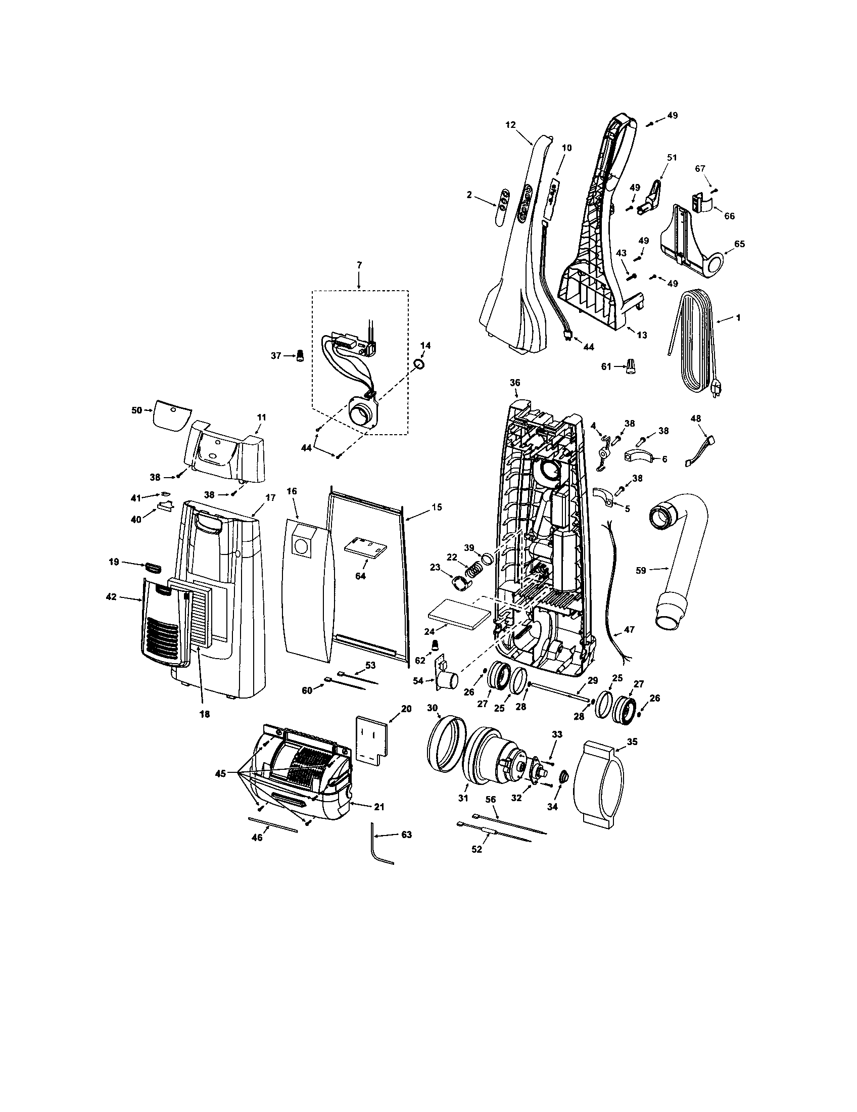 Dust compartment and motor