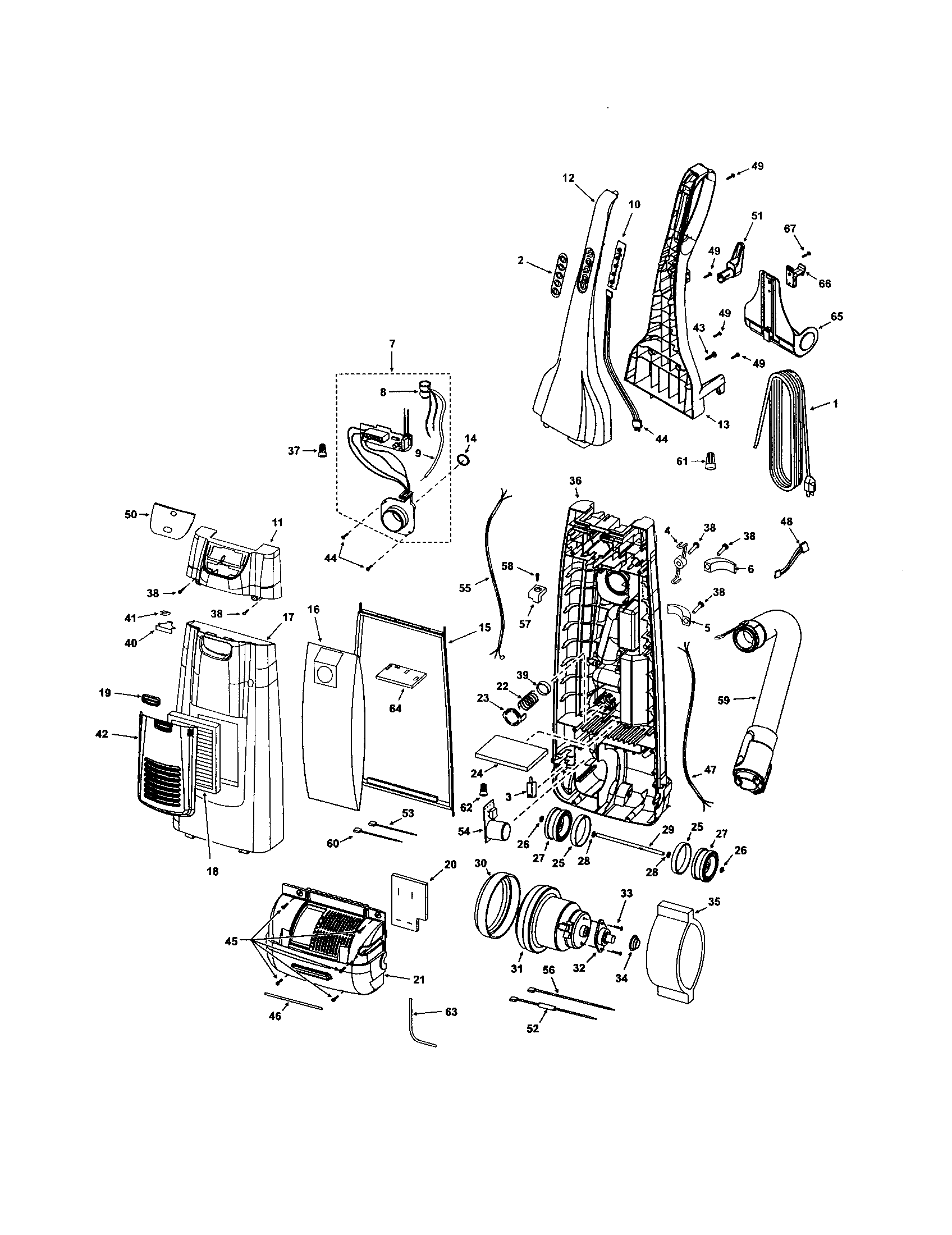 Dust compartment and motor