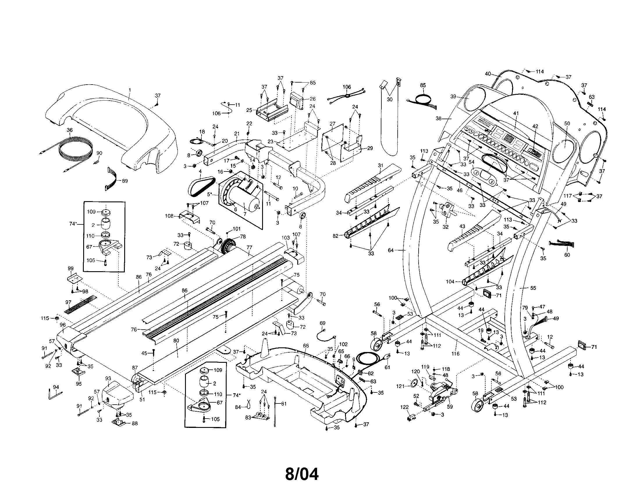 Walking belt/console/hood/motor
