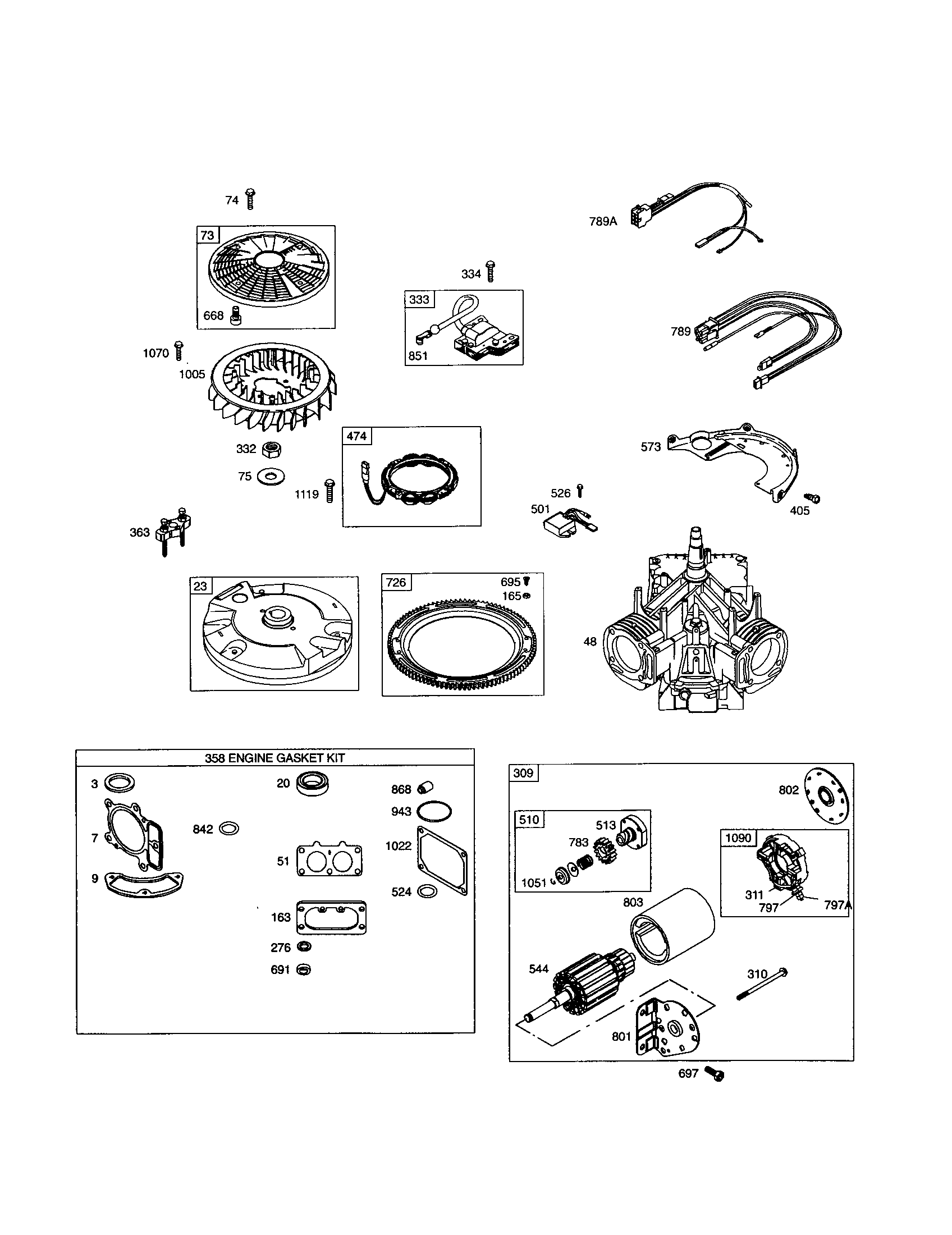Short block/motor-stater