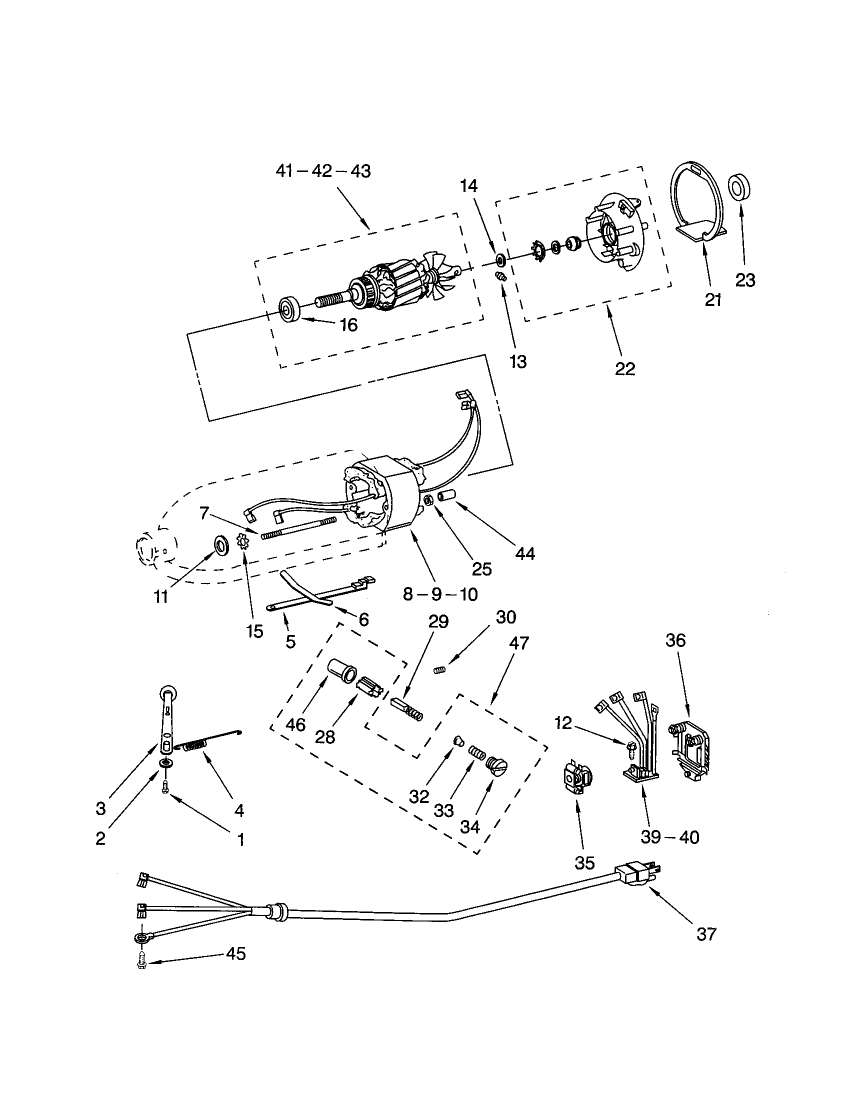 Motor and control parts