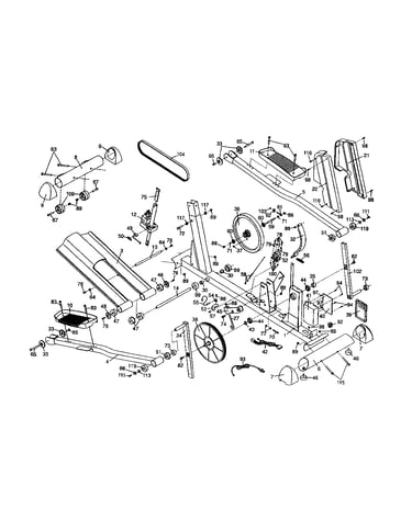 Frame/belt/ramp/pedal/flywheel