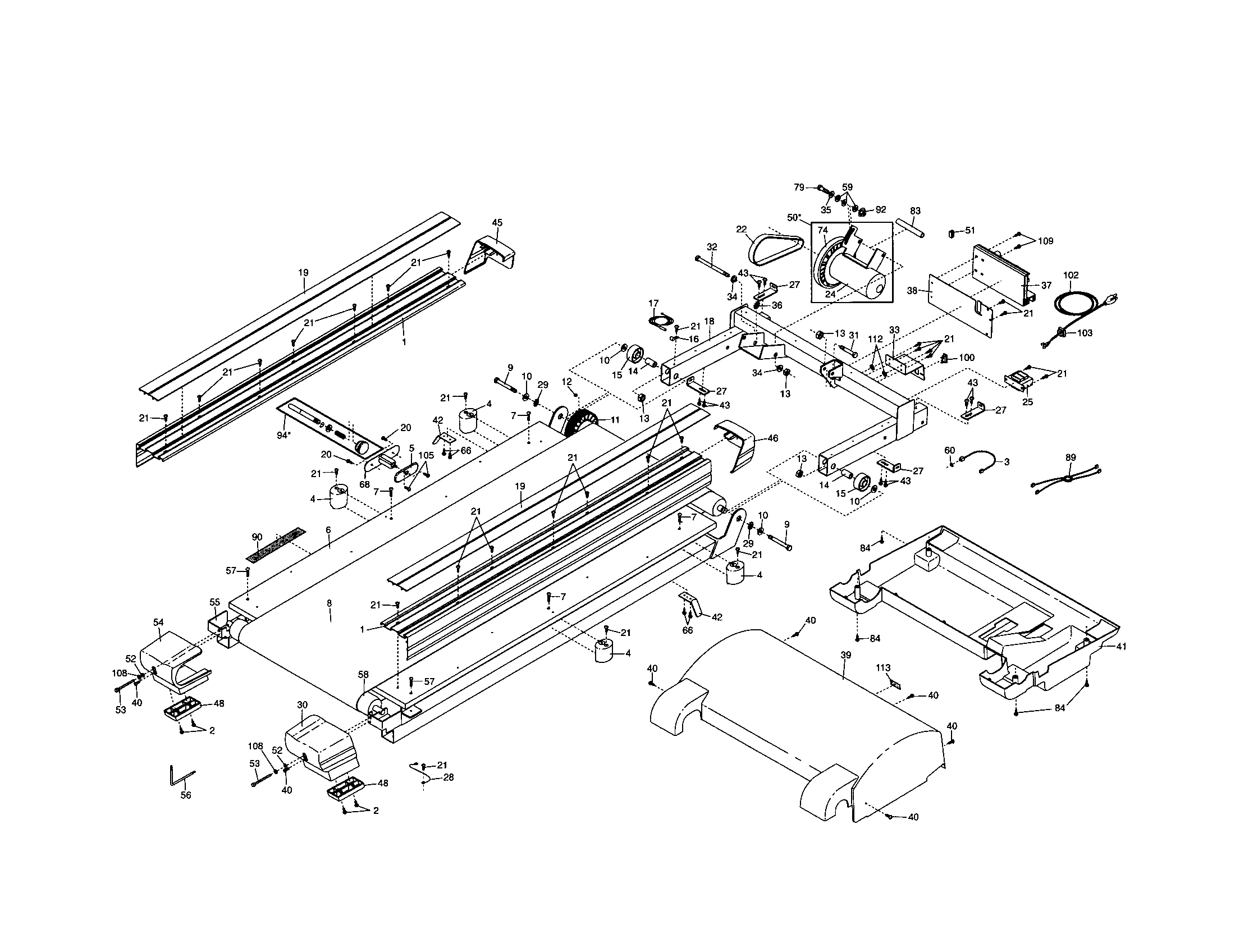 Walking belt/motor/motor hood