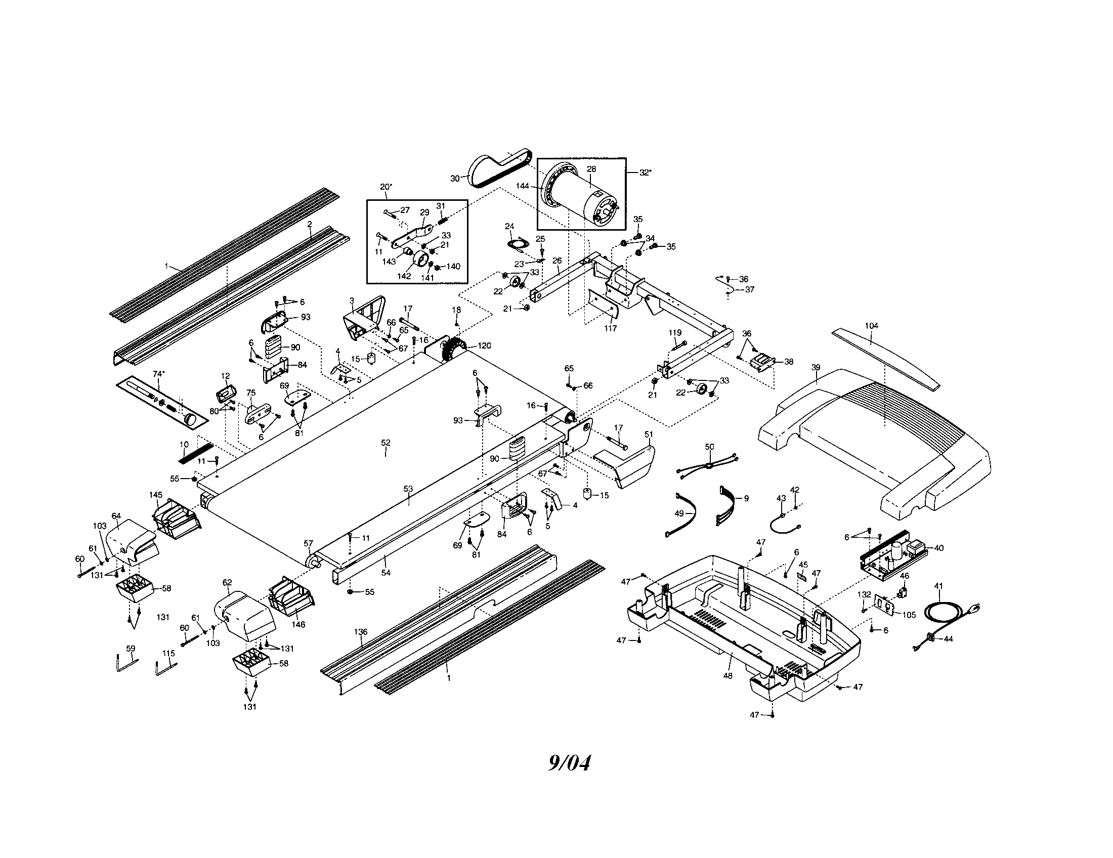 Walking belt/motor/hood