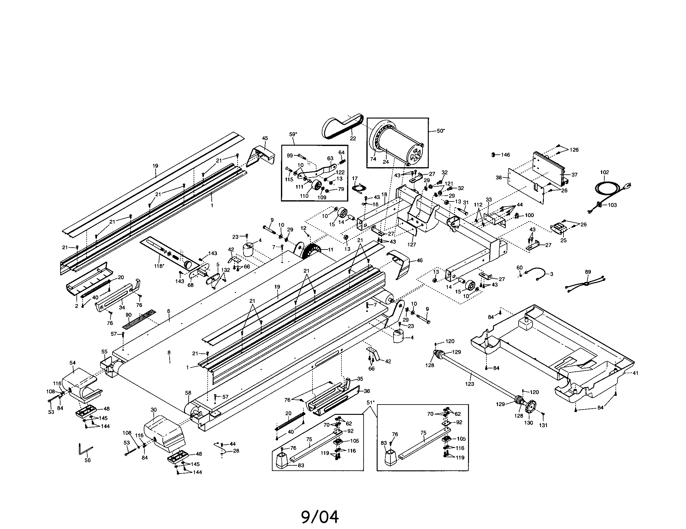 Walking belt/motor/belly pan