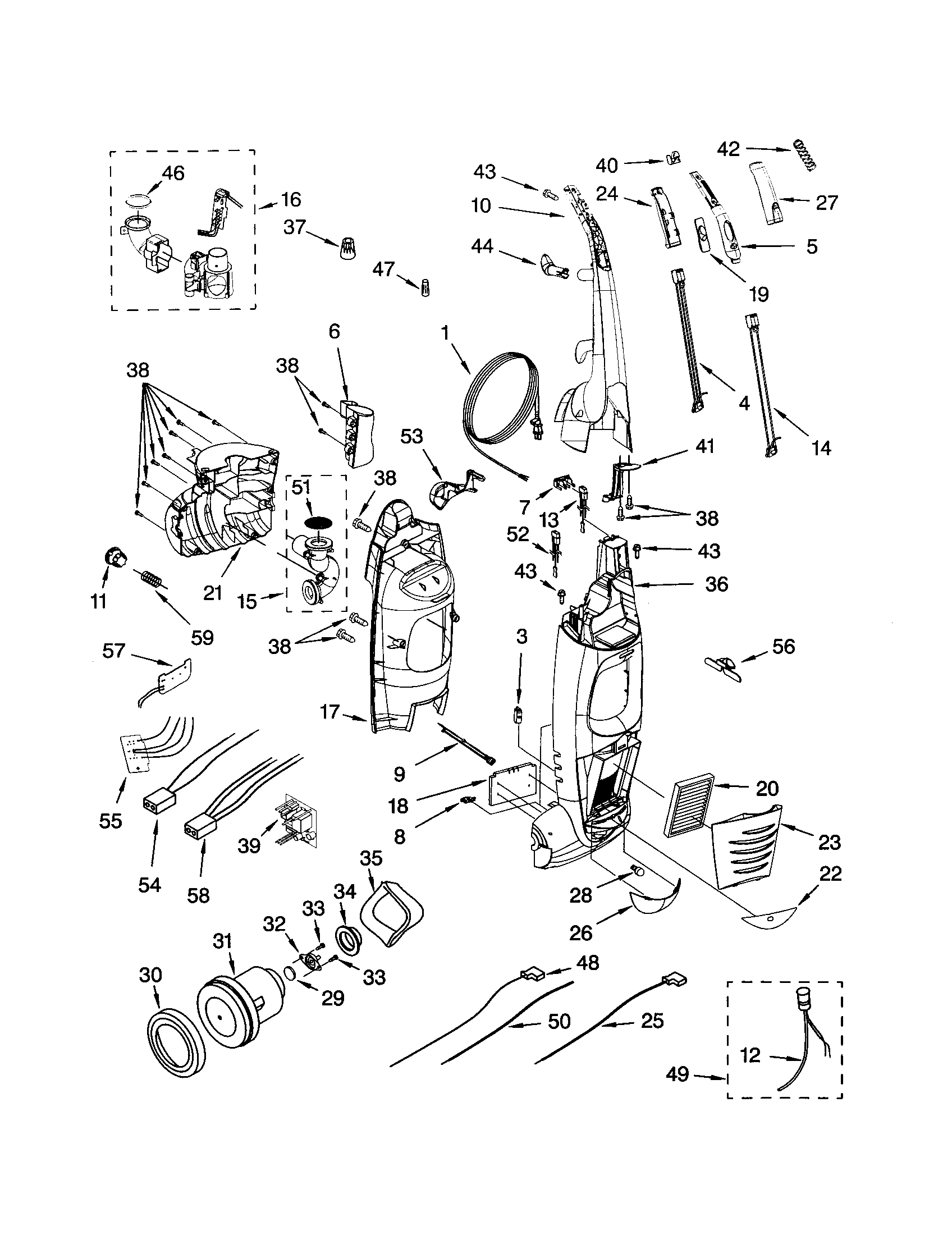 DUST COMPARTMENT AND MOTOR