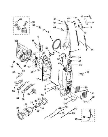 Dust compartment and motor