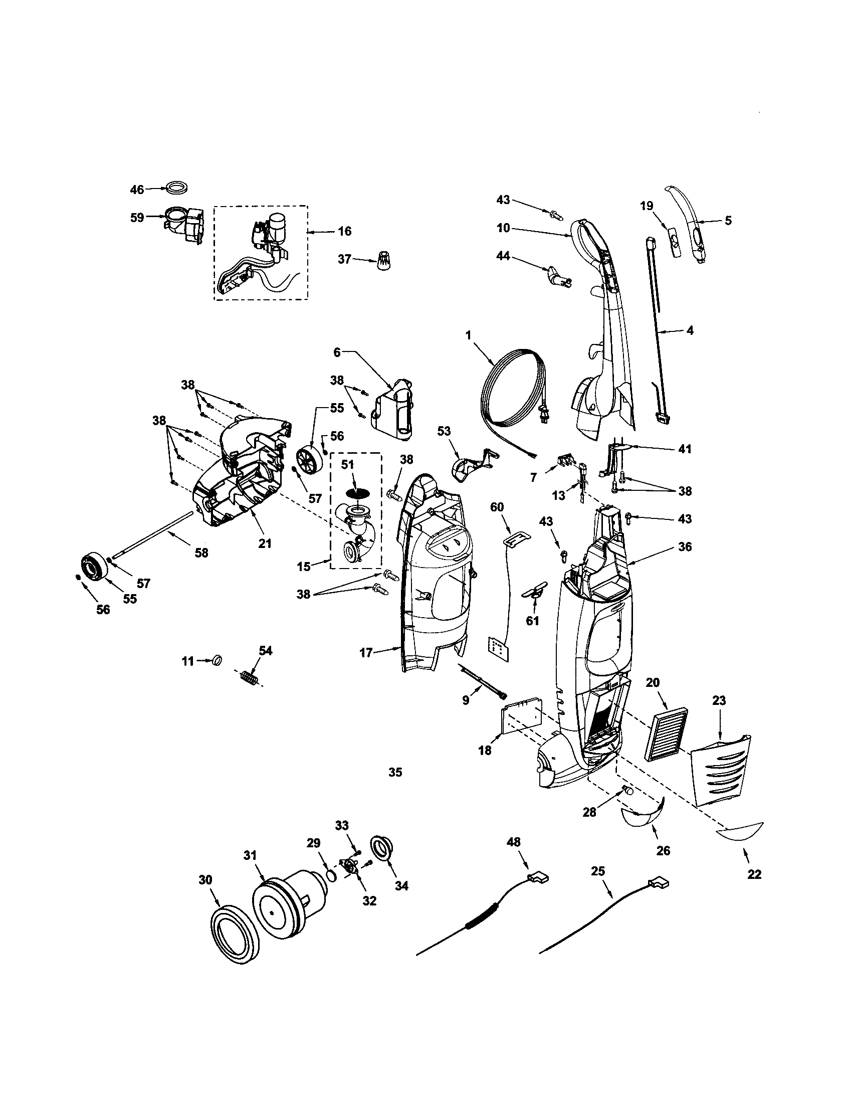 Dust compartment and motor