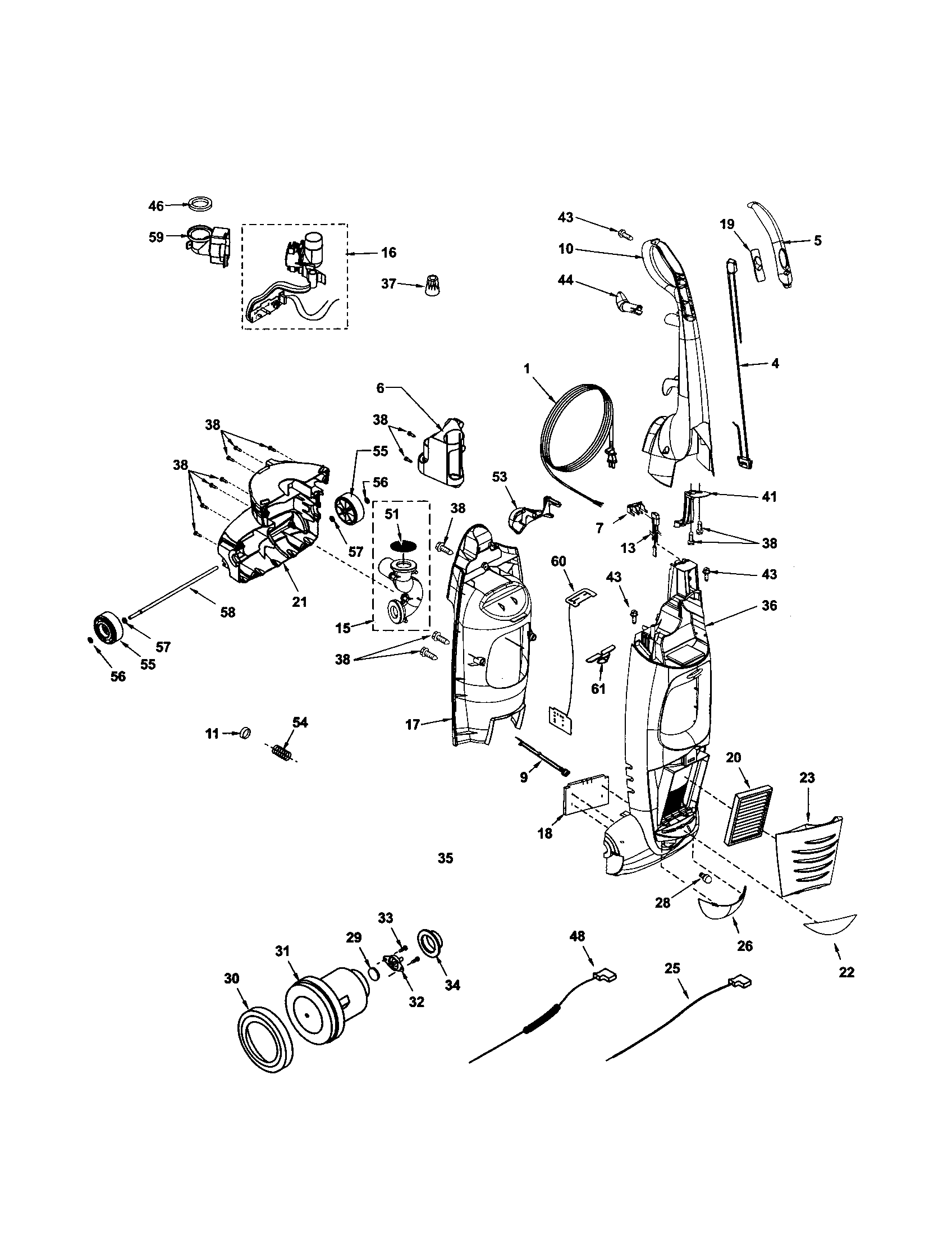 Dust compartment and motor