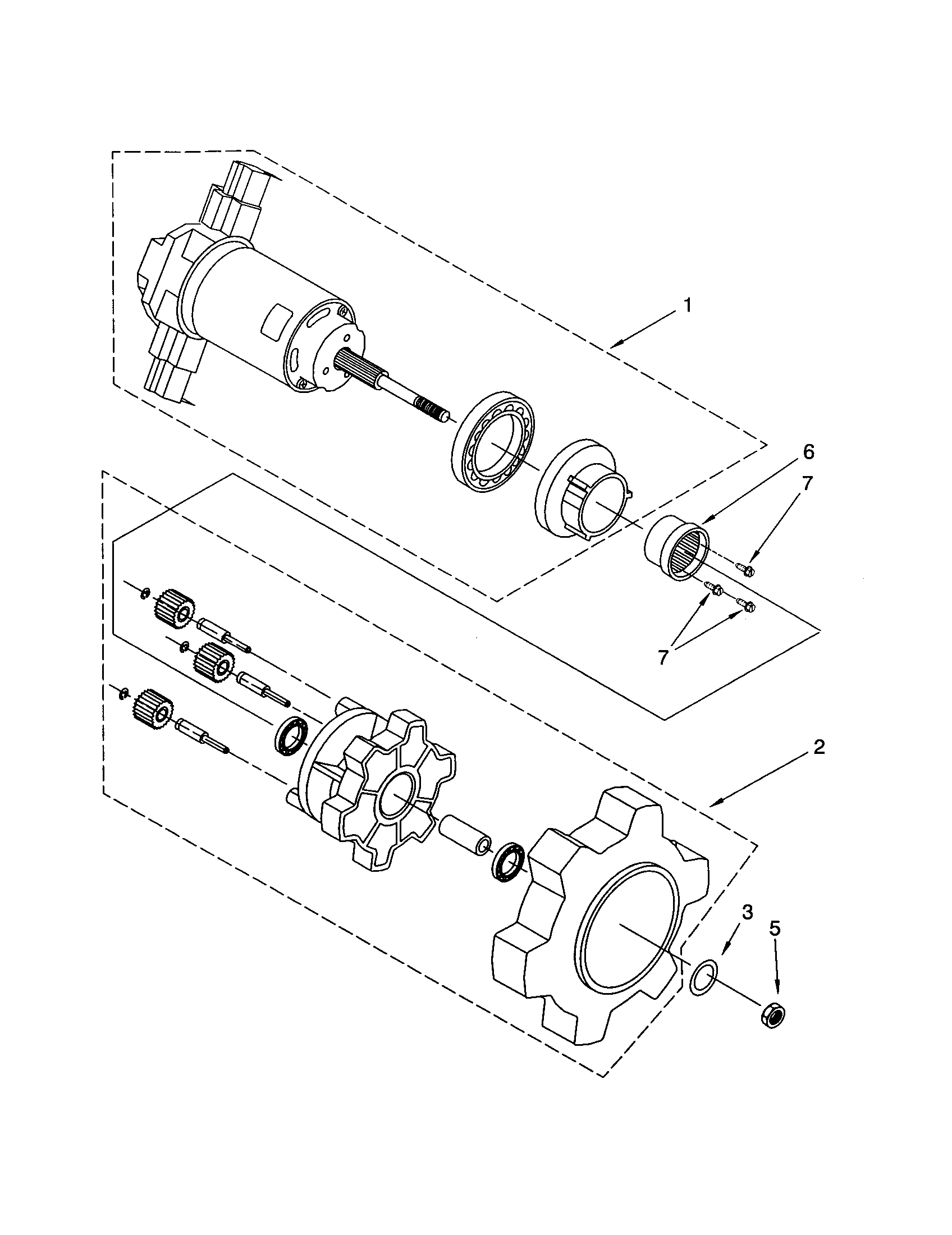 Agiator motor and gear assembly