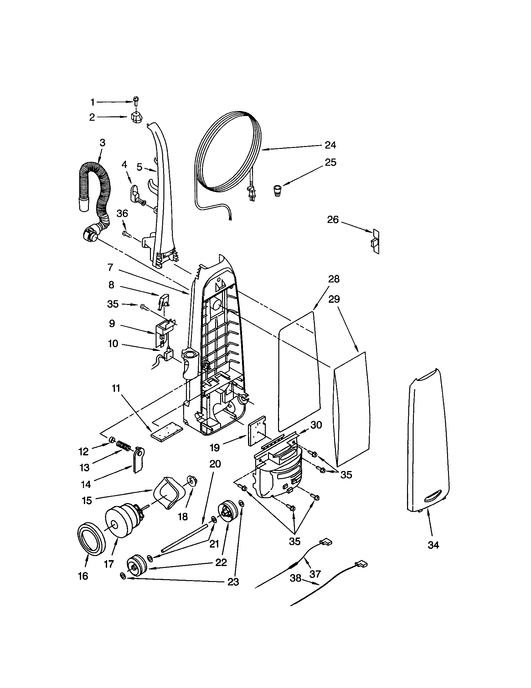 Dust compartment and motor