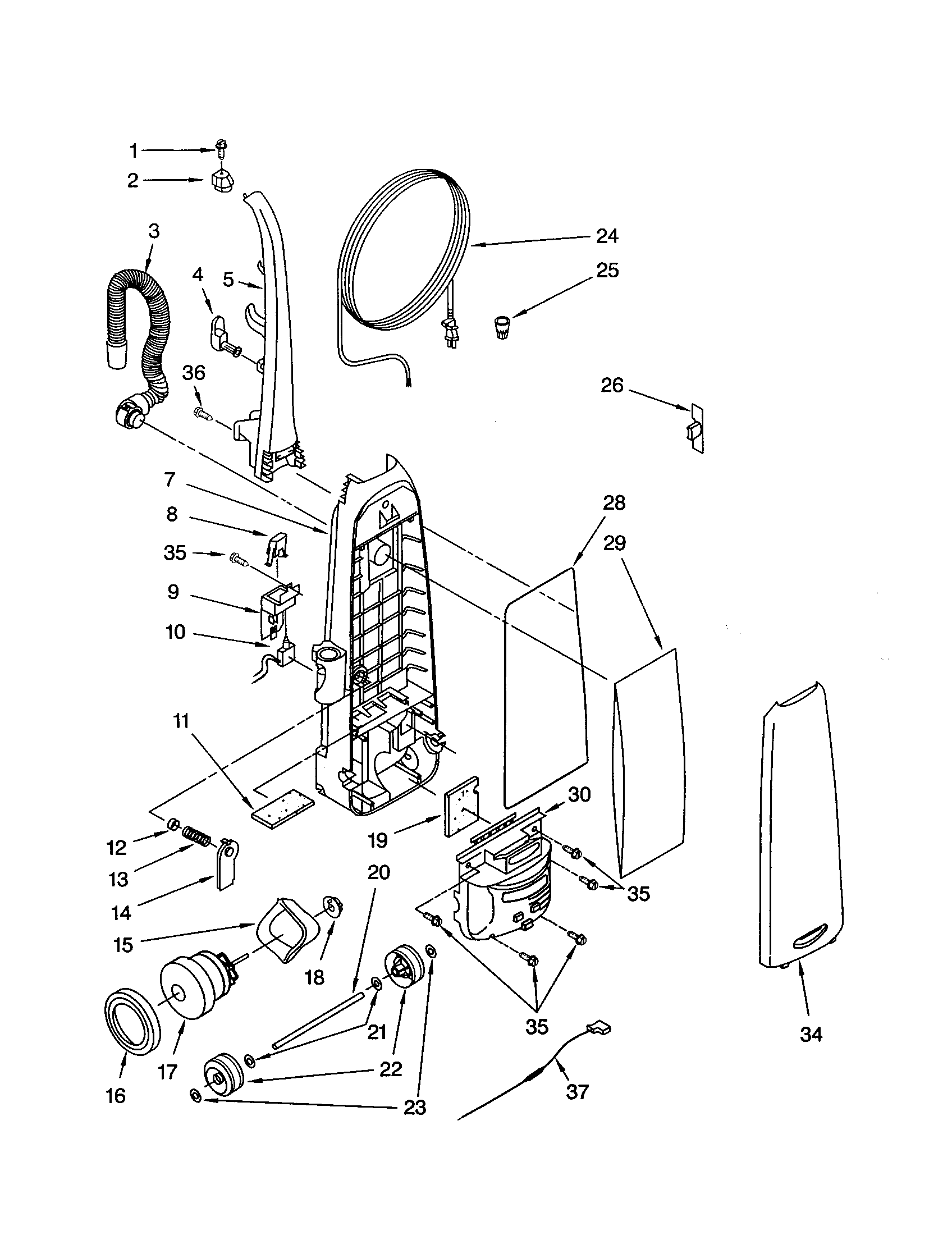 Dust compartment and motor