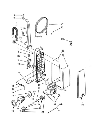 Dust compartment and motor