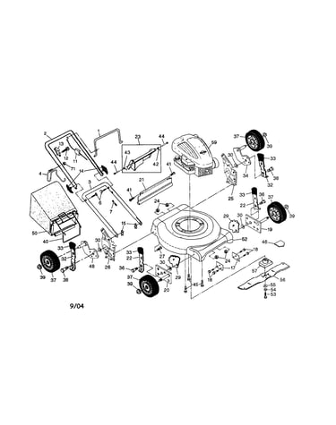 Engine/housing/handle/wheels