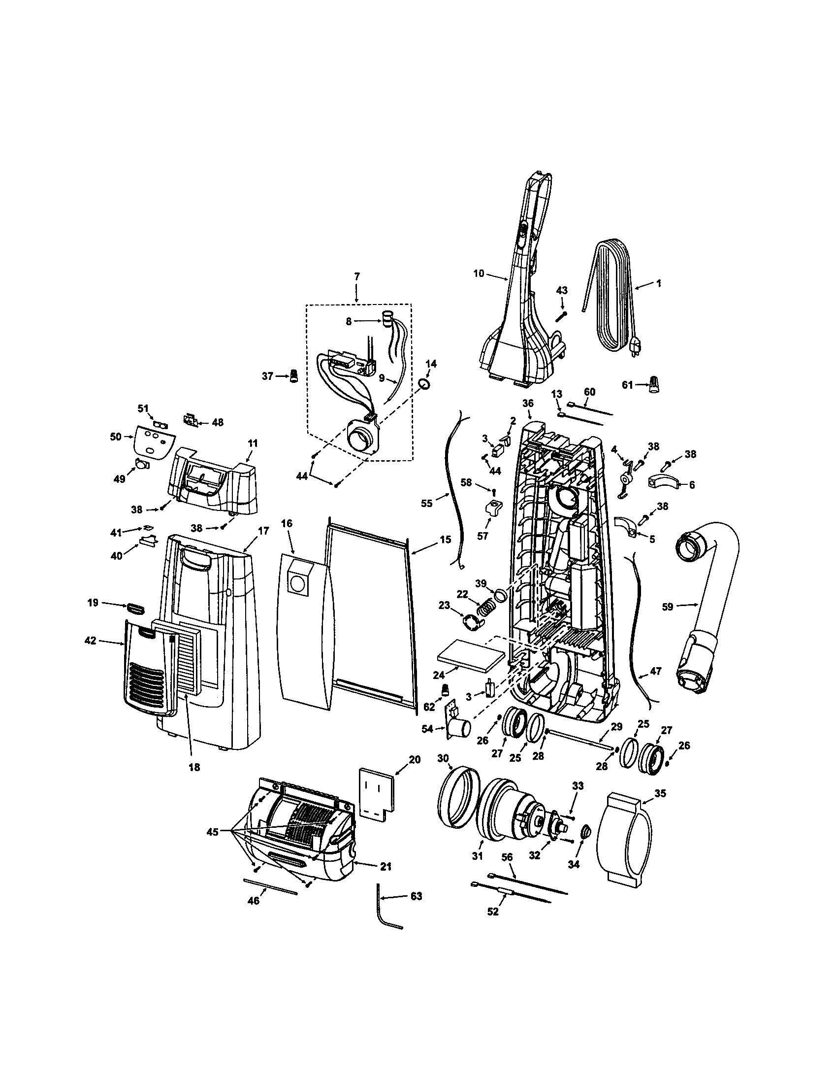 DUST COMPARTMENT AND MOTOR