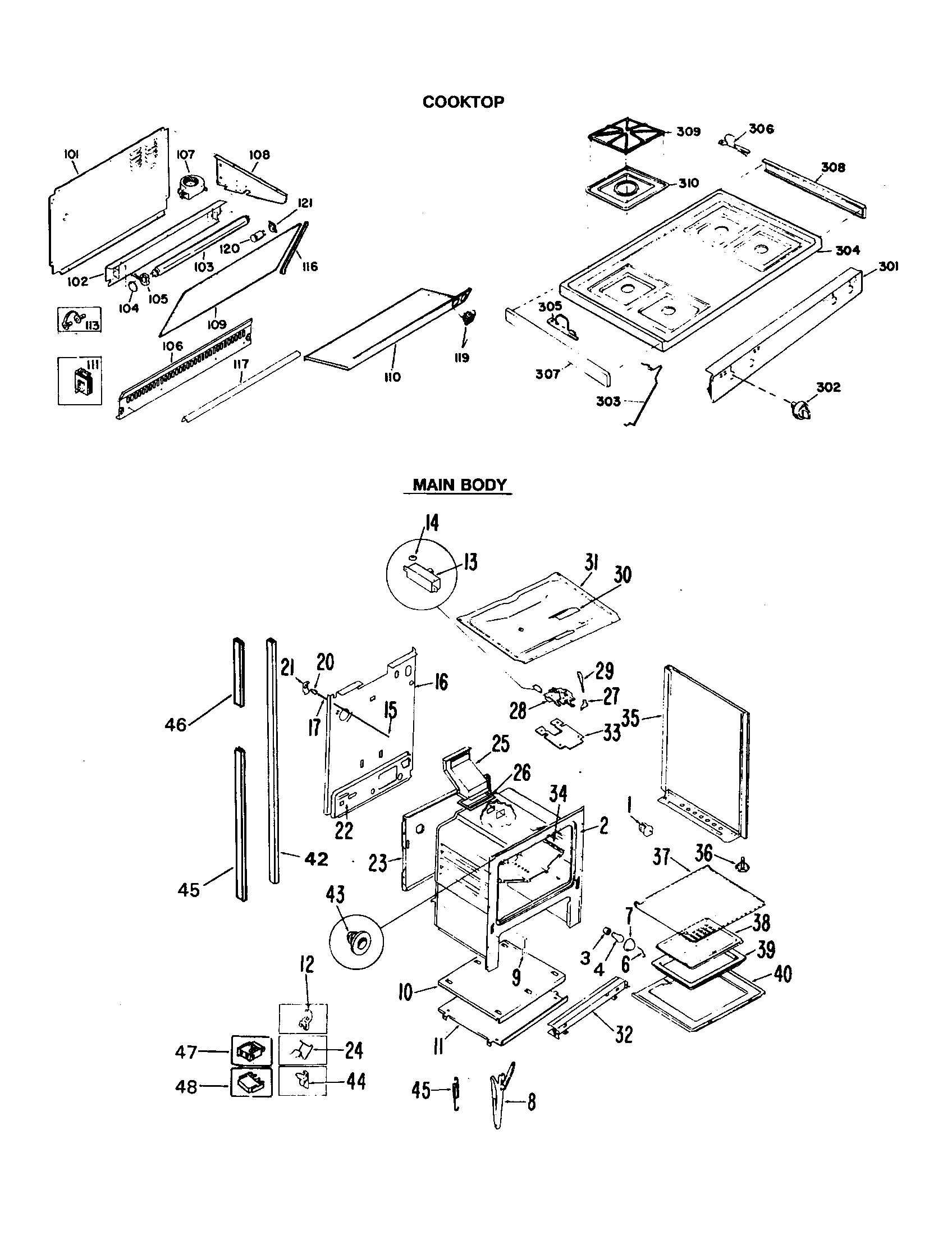 Cooktop/main body