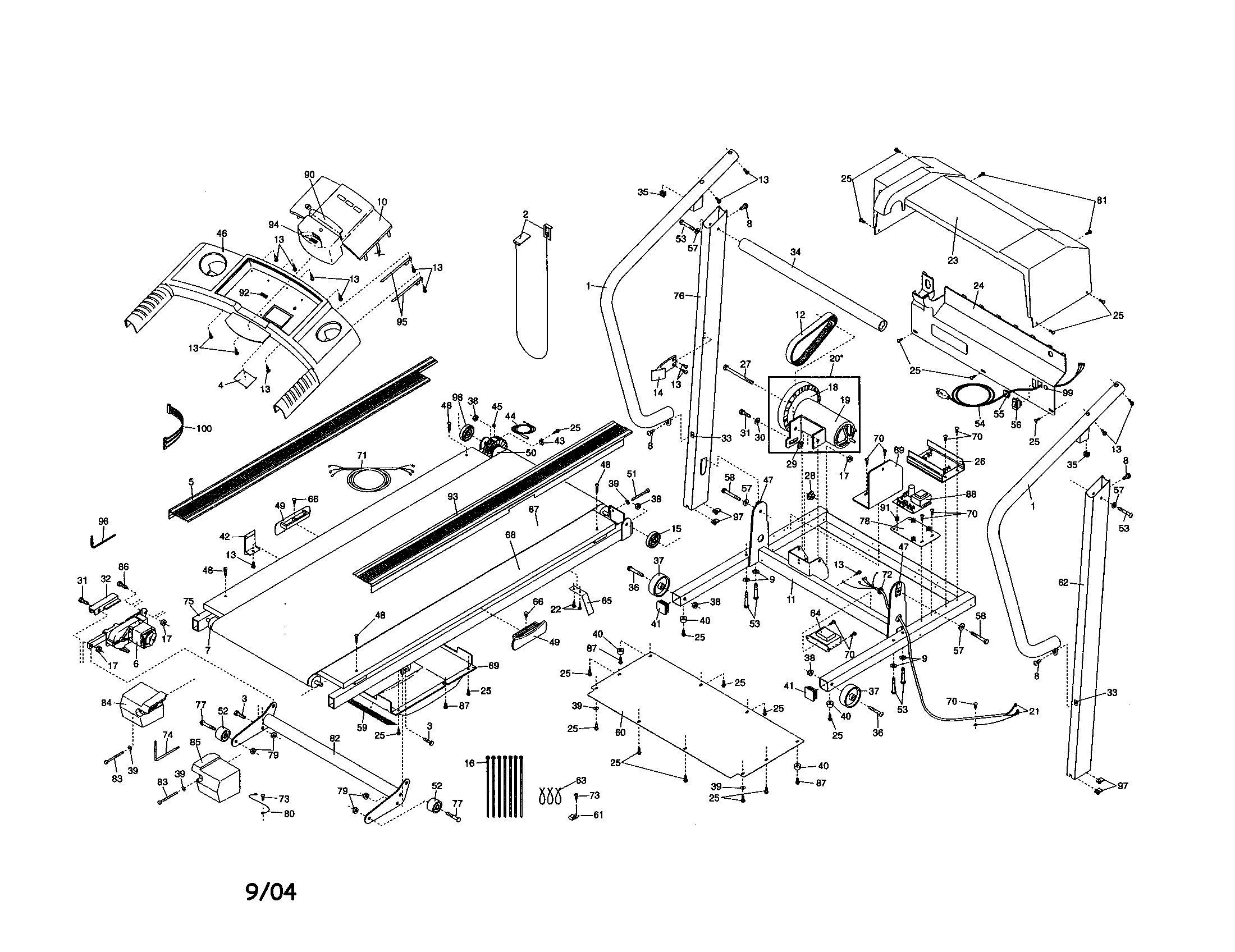 Console/walking belt/handrail