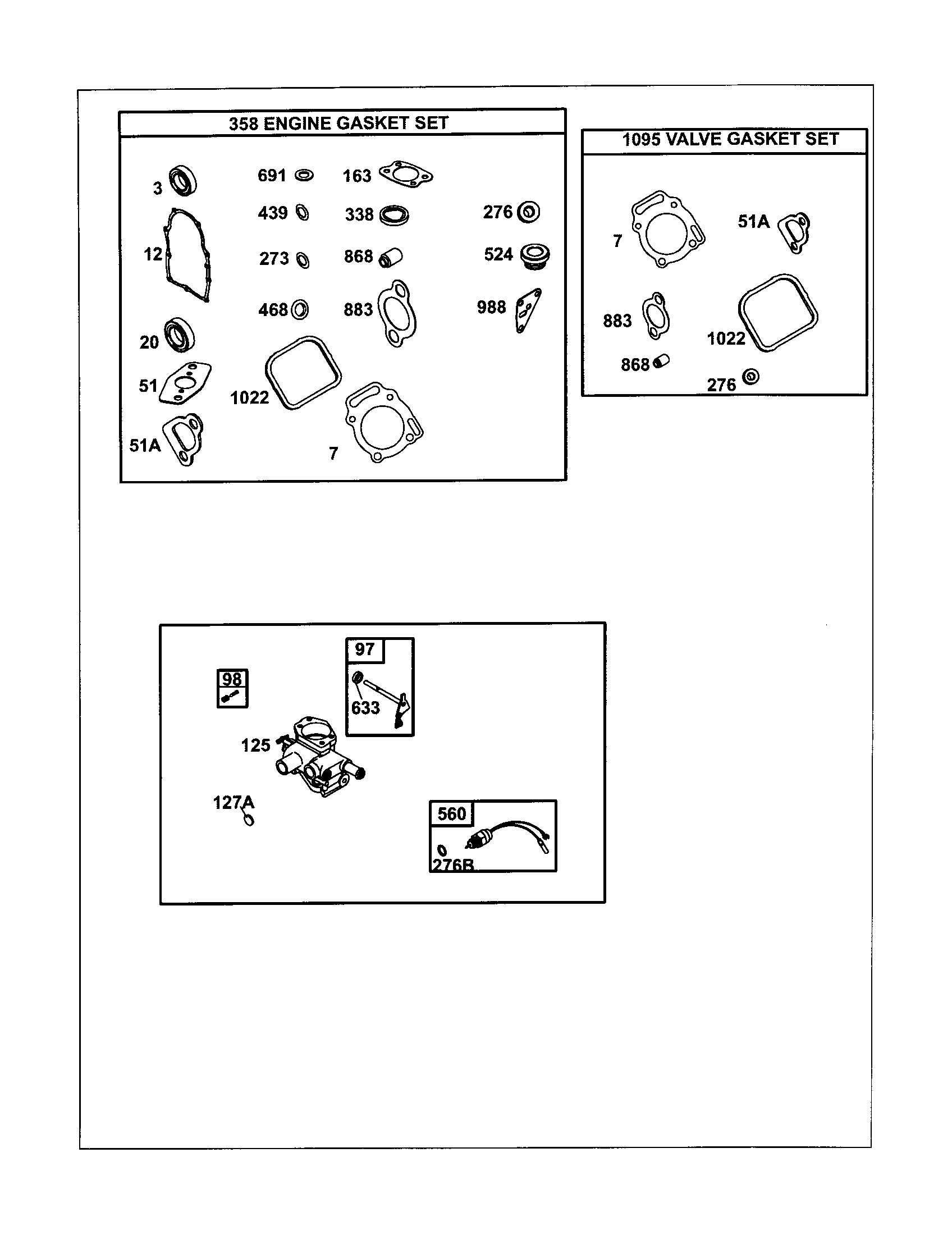 Carburetor/gasket sets