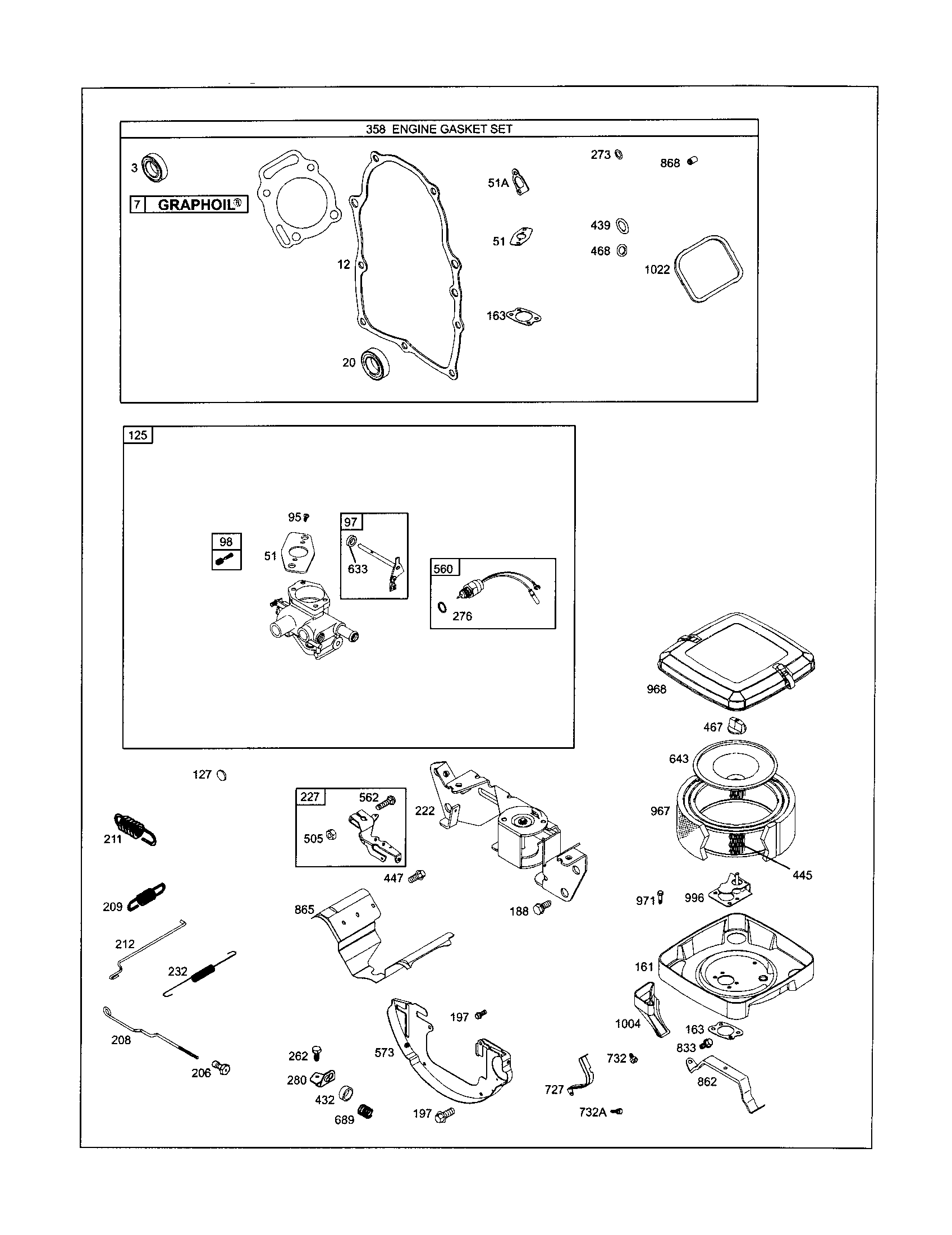 Carburetor/engine gasket set