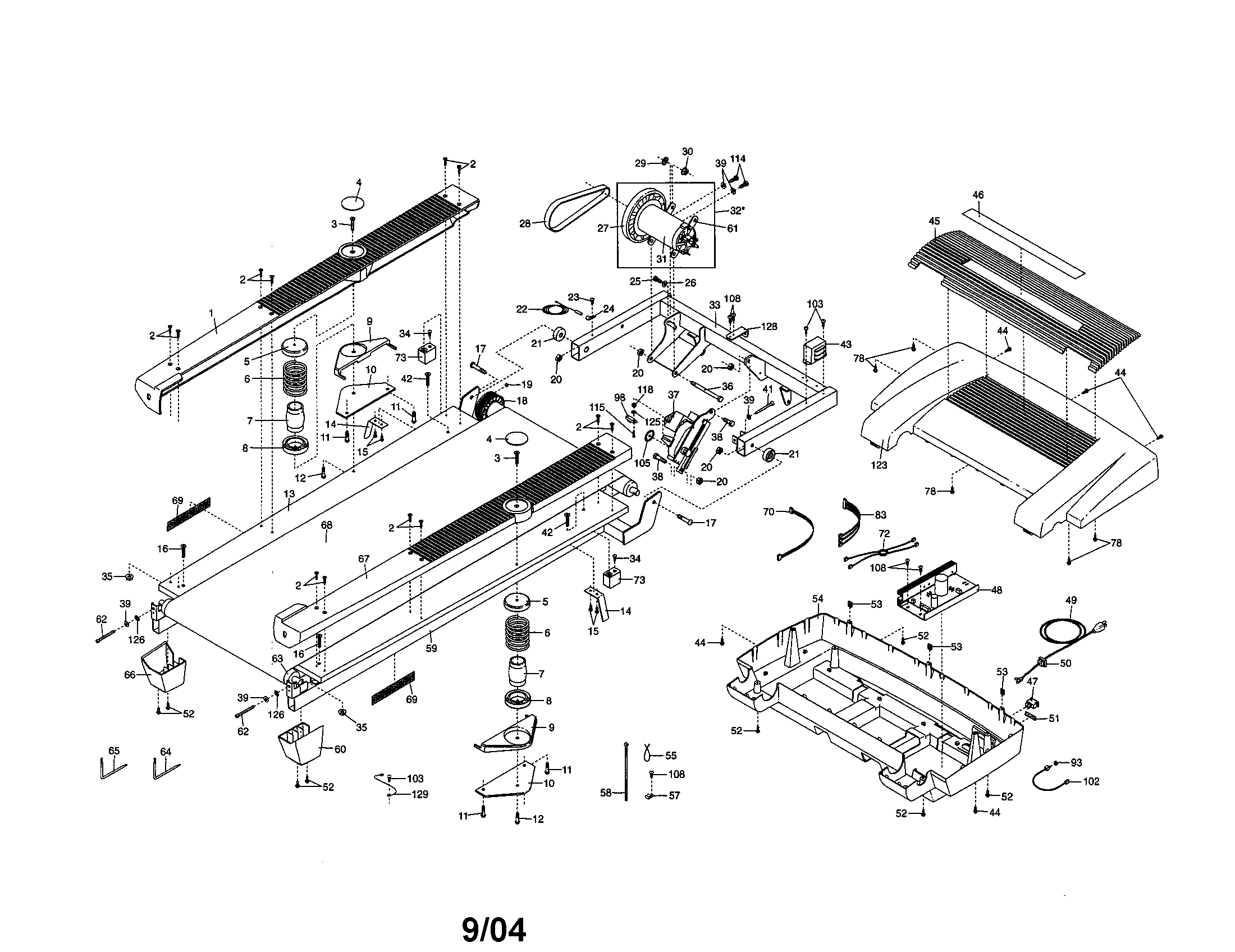 Walking belt/motor/hood
