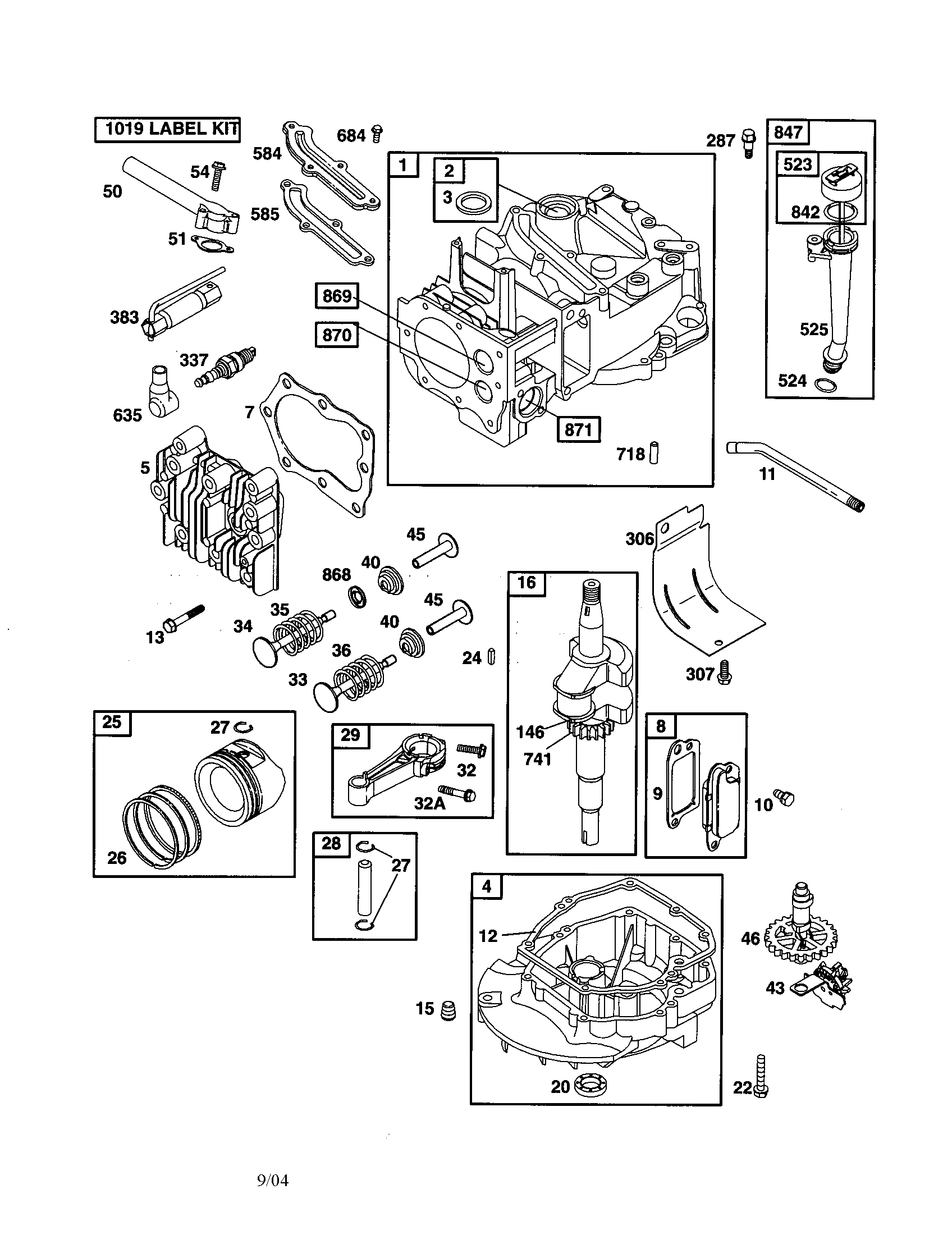 Cylinder/crankshaft/engine-sump