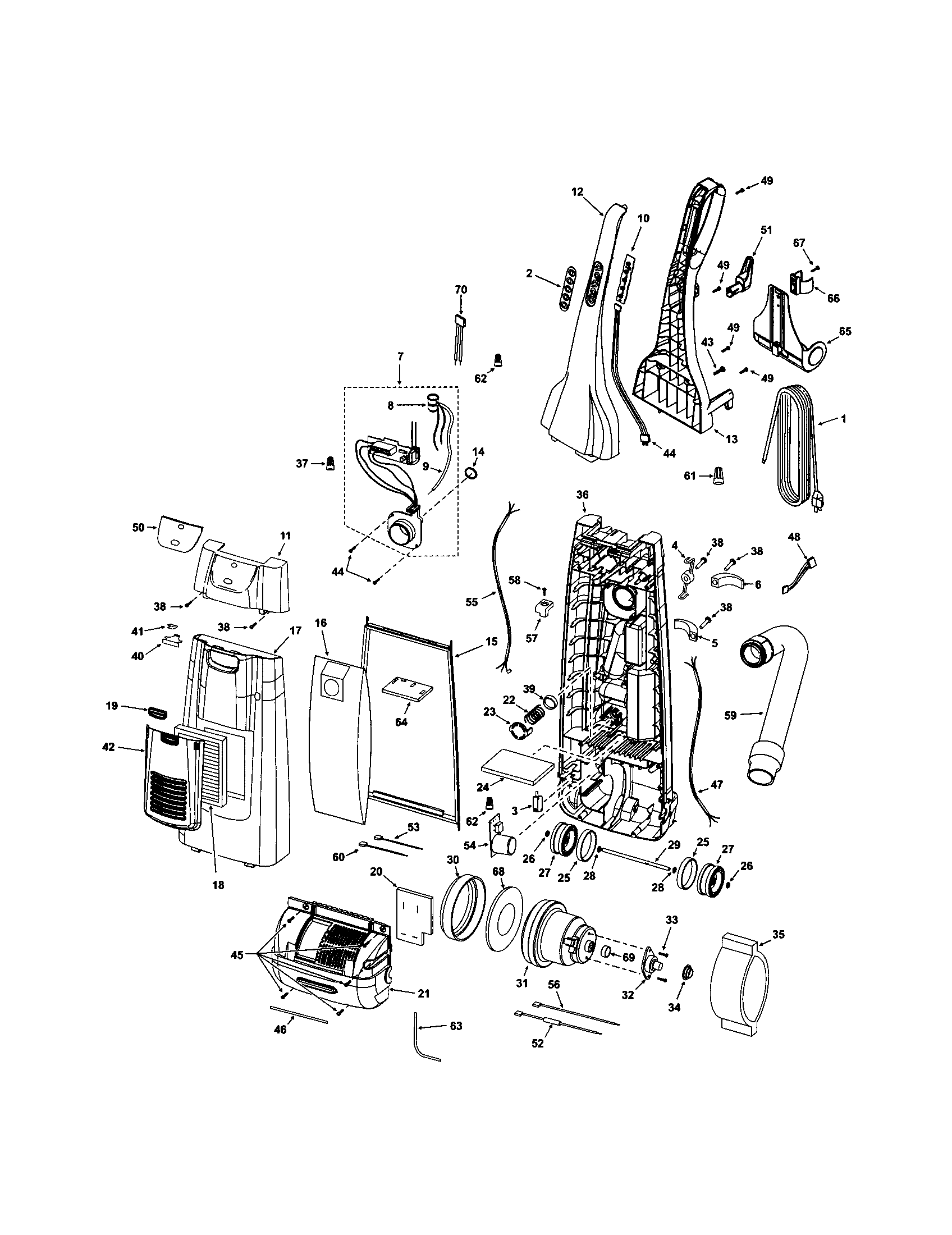Dust compartment and motor