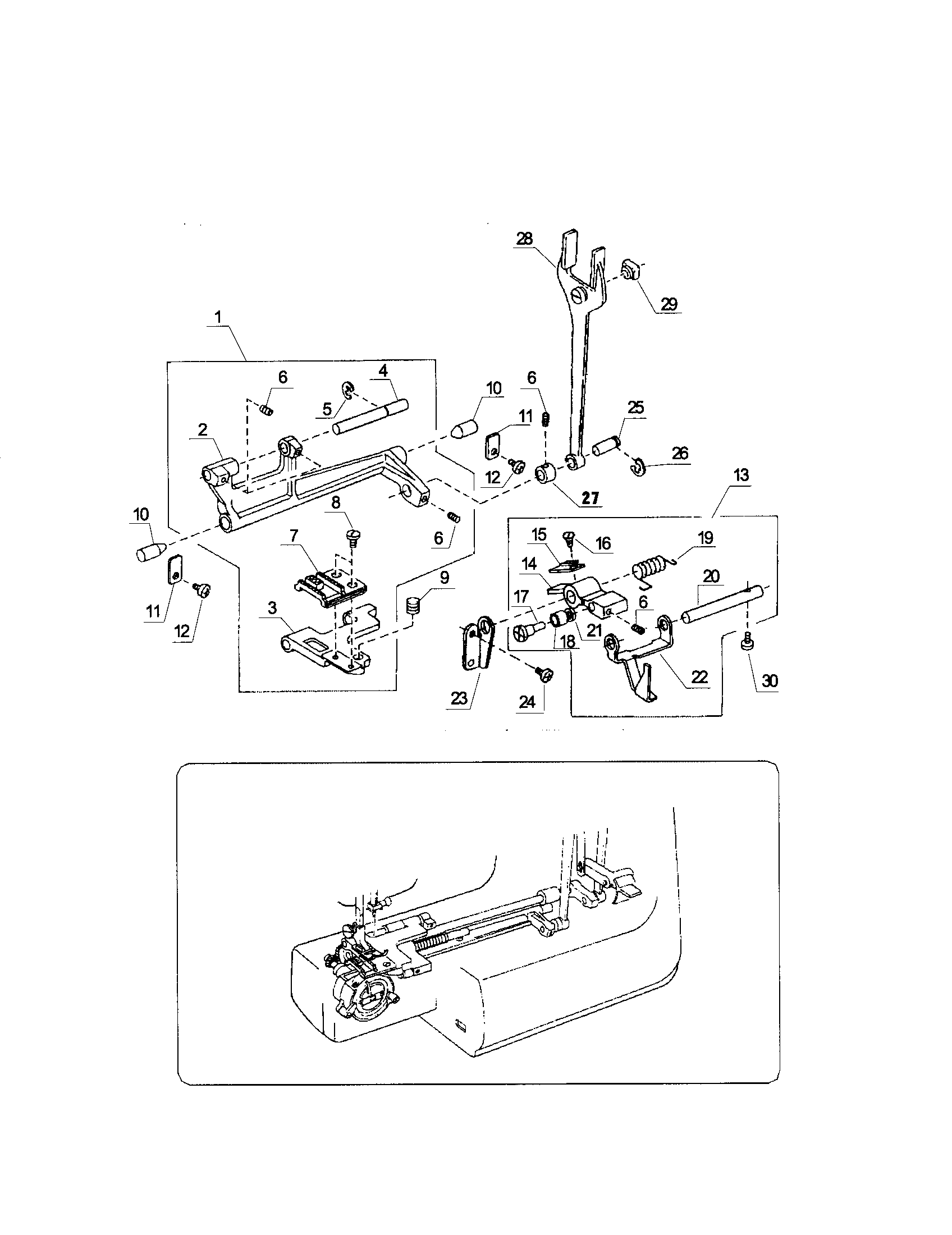 Feed bar shaft/feed lifting pin
