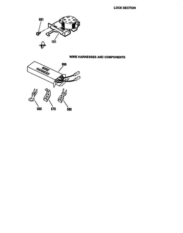 Lock section/wire harness/component