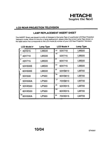 Lamp replacement insert sheet