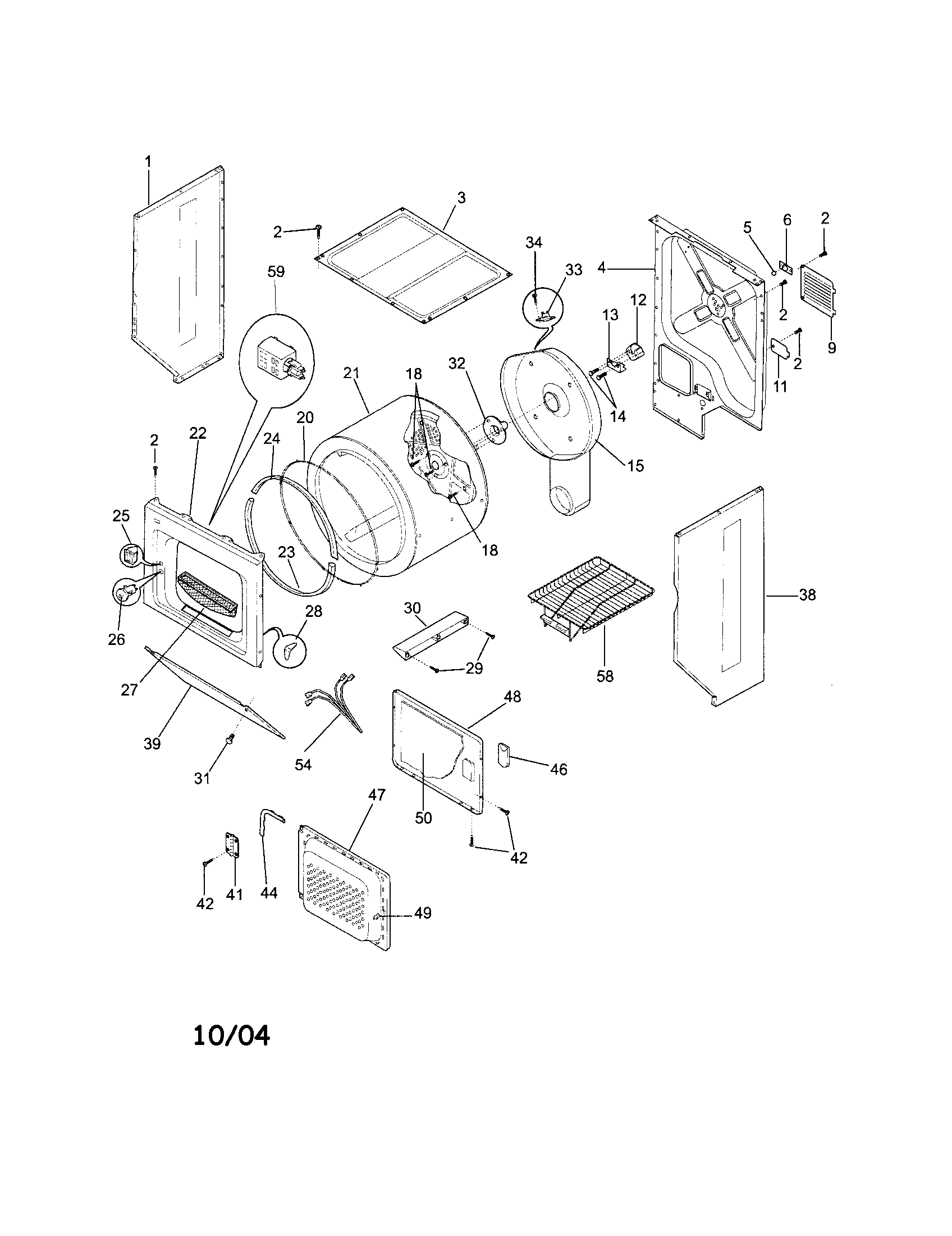 Upper cabinet/drum heater