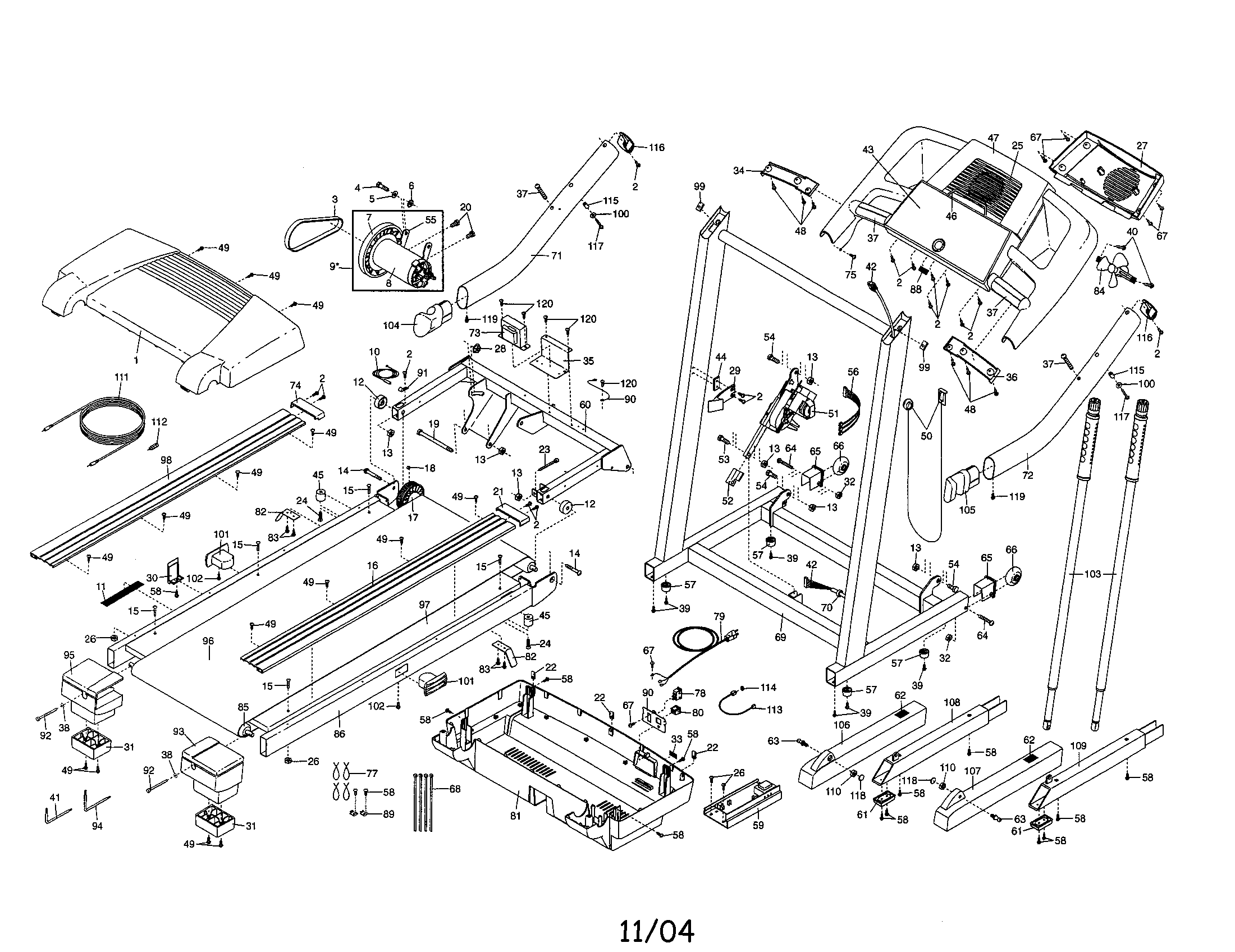 Walking belt/motor/console/hood