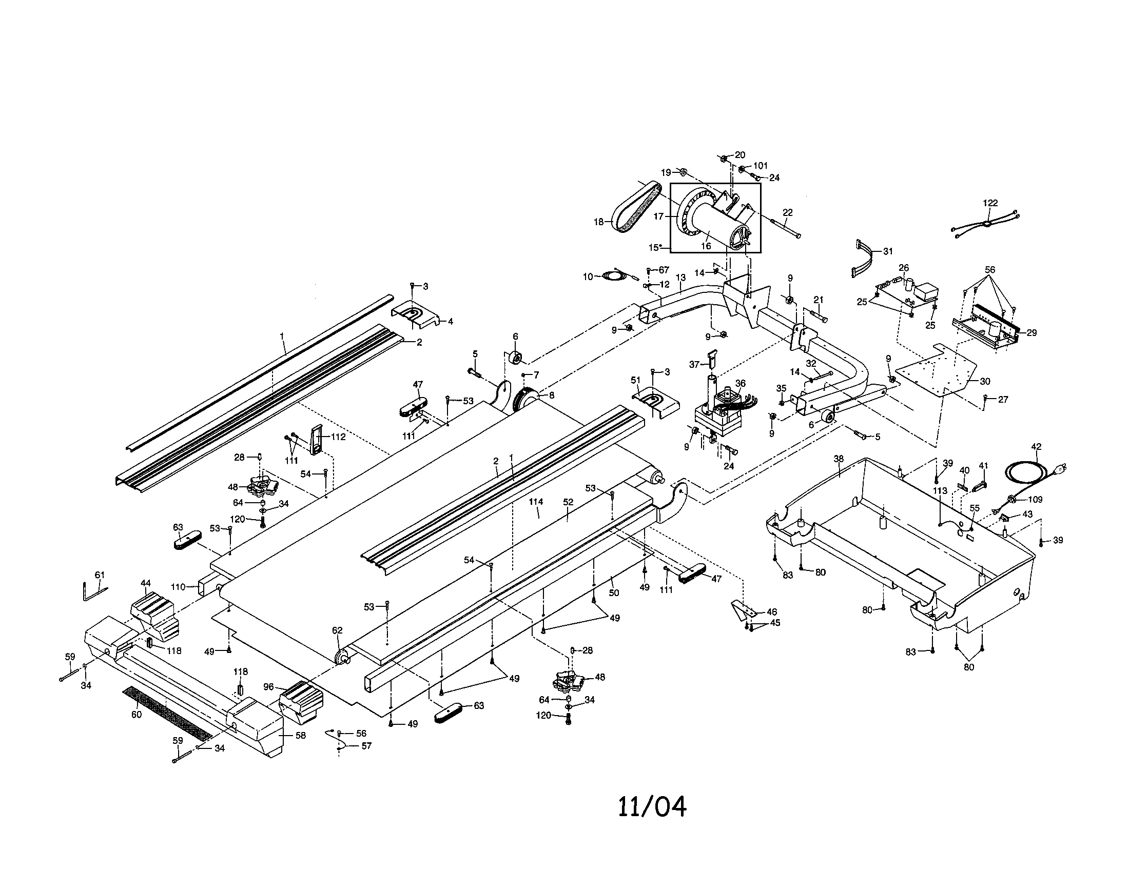 Walking belt/motor/belly pan