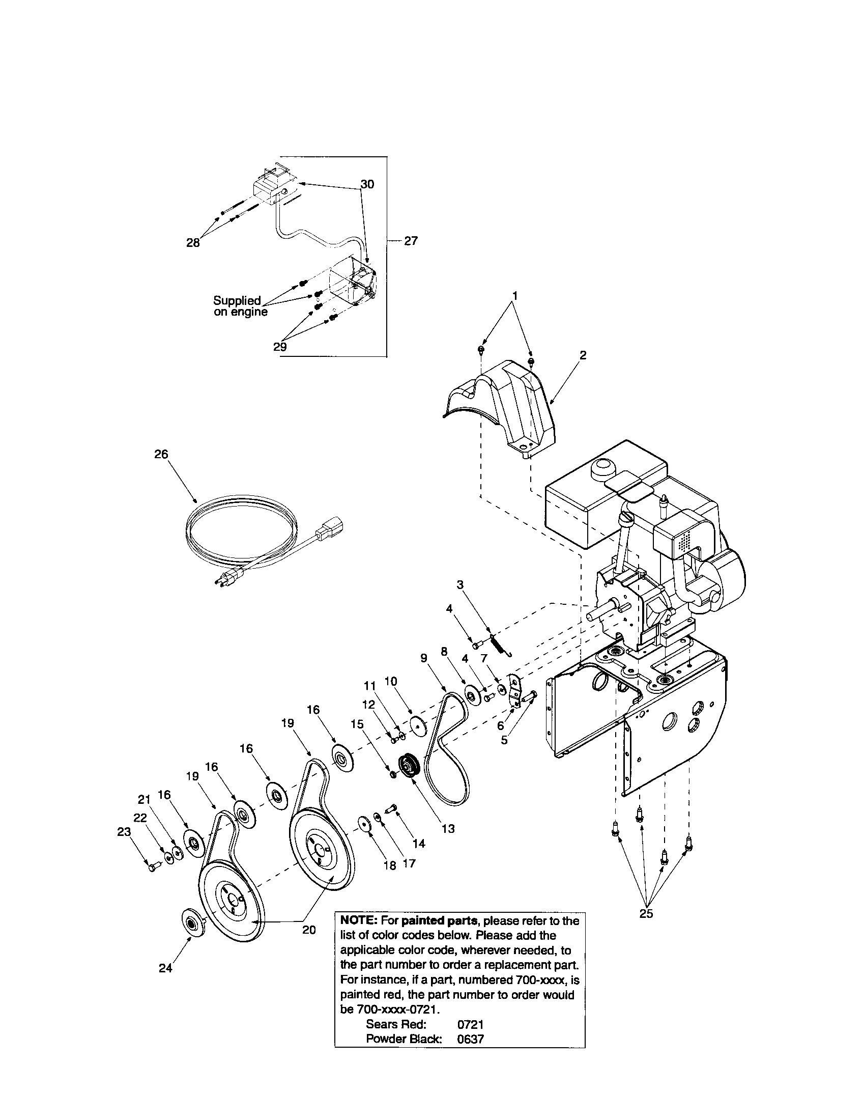 Belt/belt cover/engine shroud