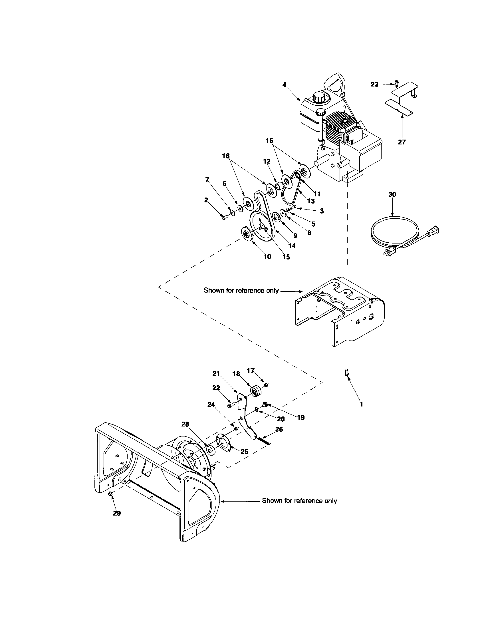 Engine/heat shield/auger pulley