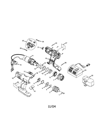 Cordless drill assembly