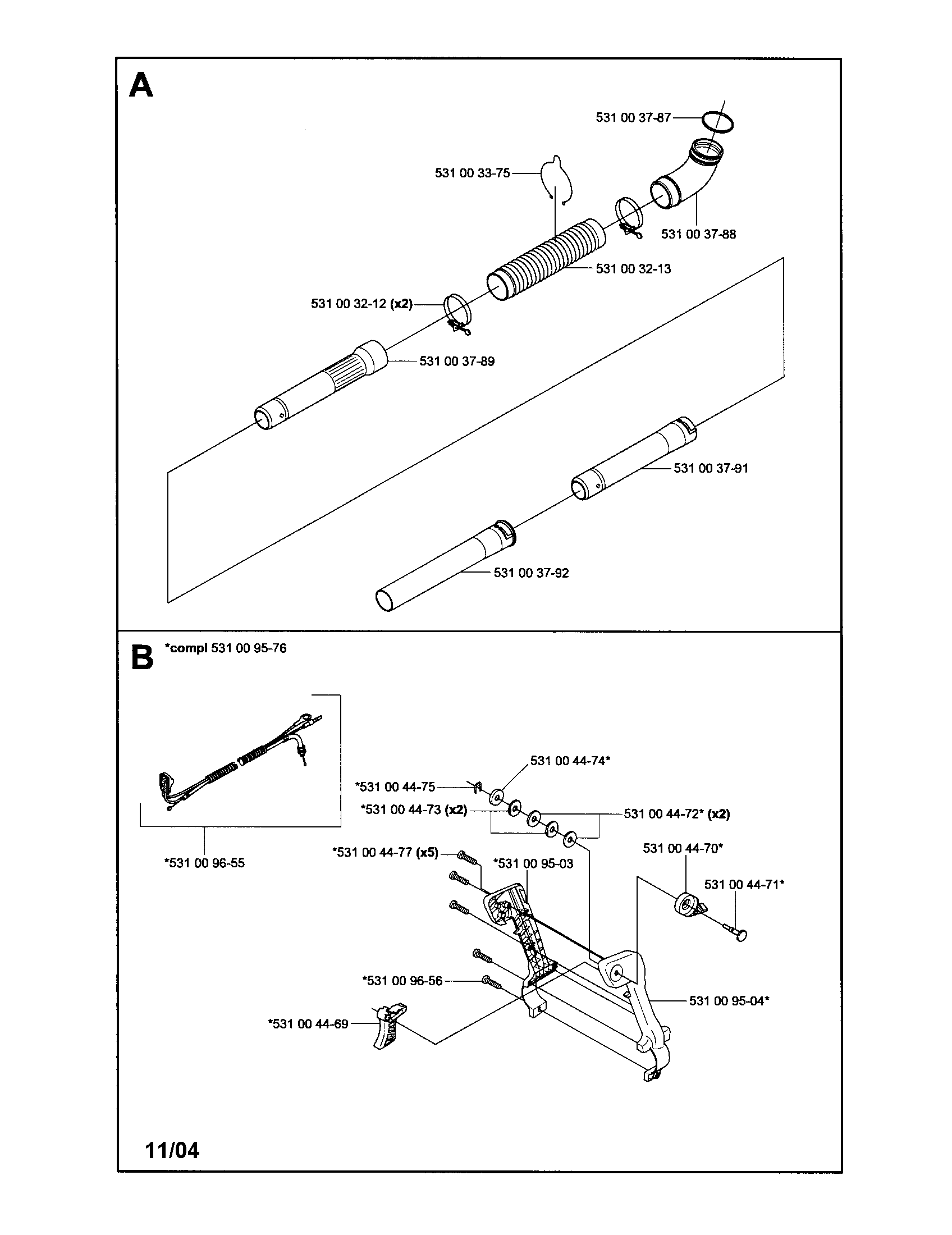 Blower tube assembly