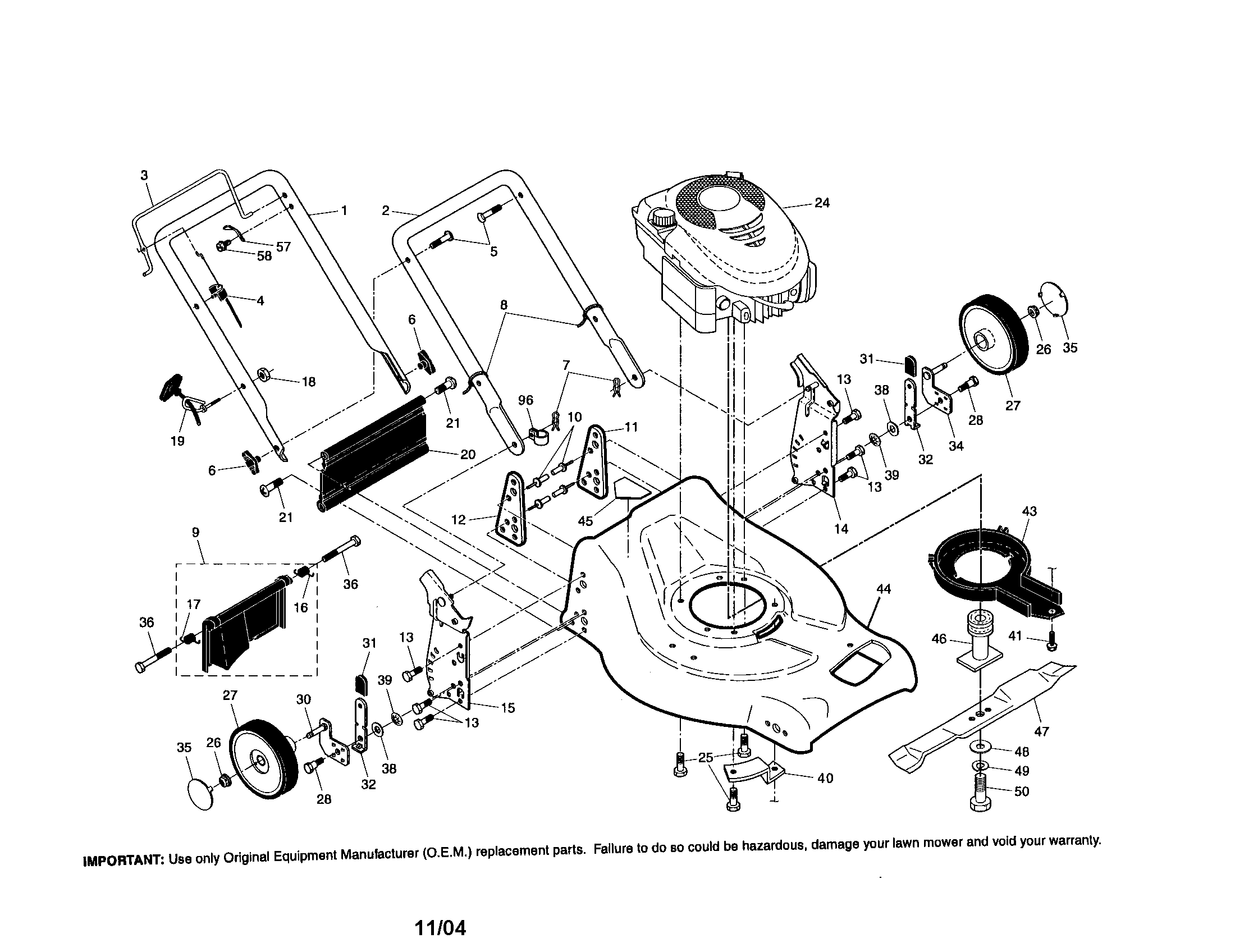 Engine/housing/handle