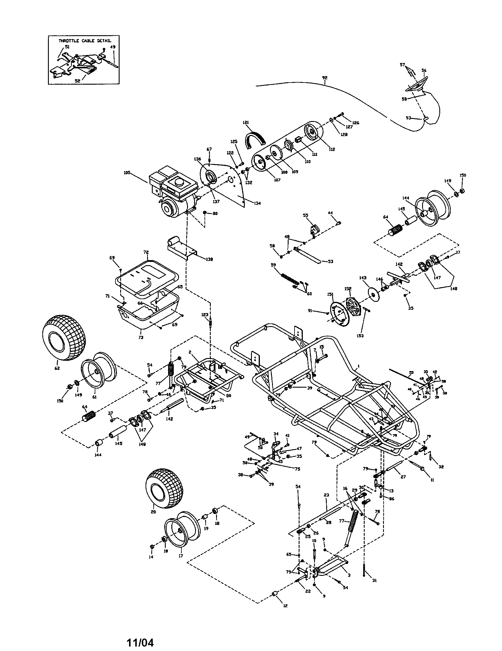 Engine/frame/wheels